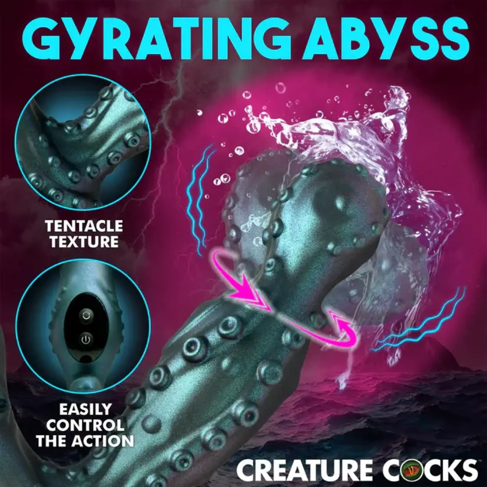 Creature Cocks Octoprobe Gyrating Rechargeable Silicone Prostate Vibrator with Remote Control - Blue/Purple