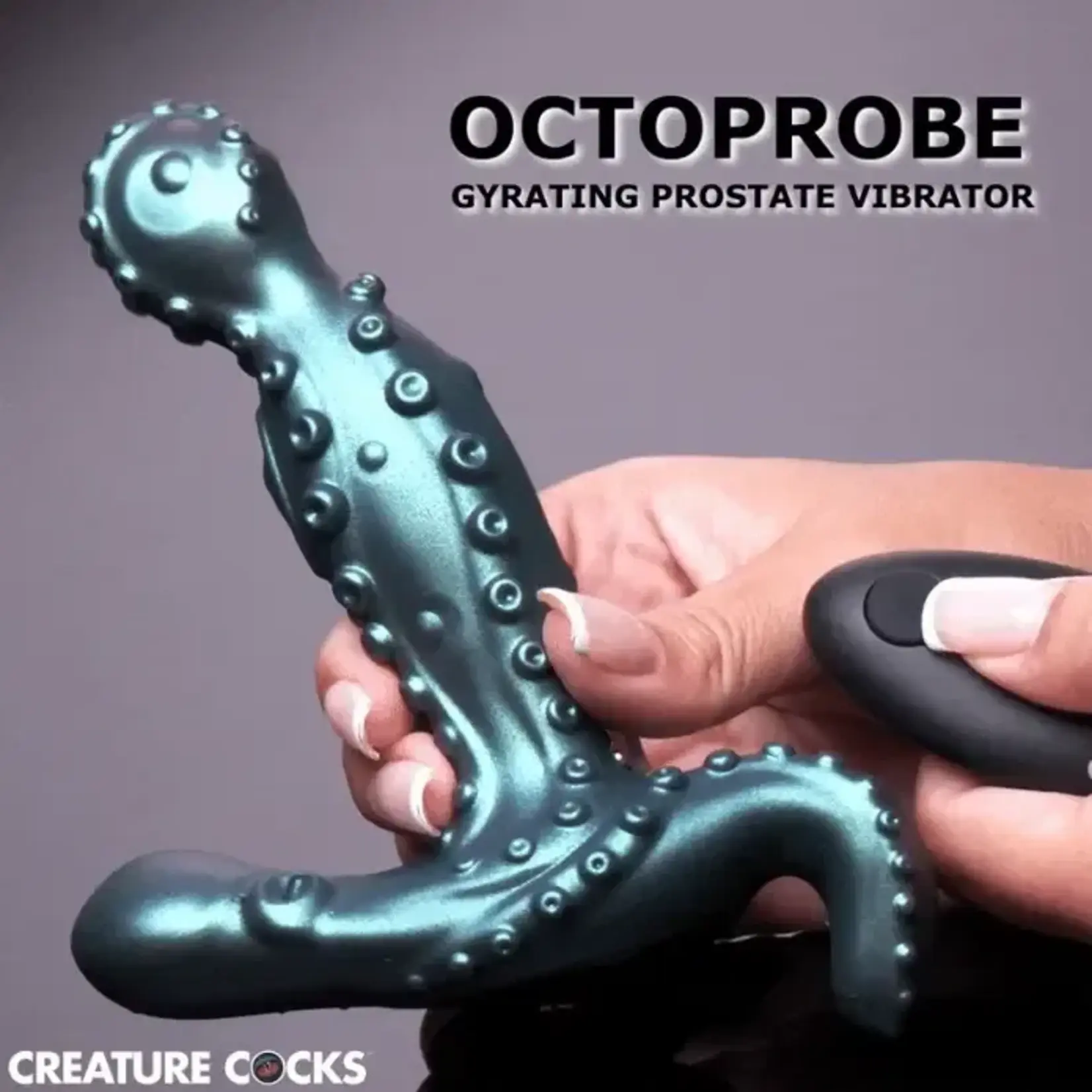 Creature Cocks Octoprobe Gyrating Rechargeable Silicone Prostate Vibrator with Remote Control - Blue/Purple