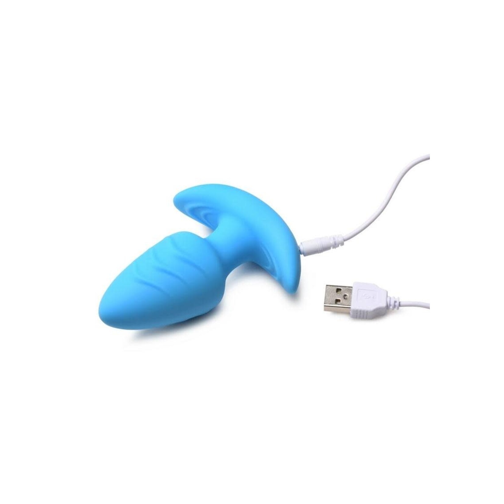 Bang! Rotating Vibrating Rechargeable Silicone Butt Plug with Remote Control - Blue