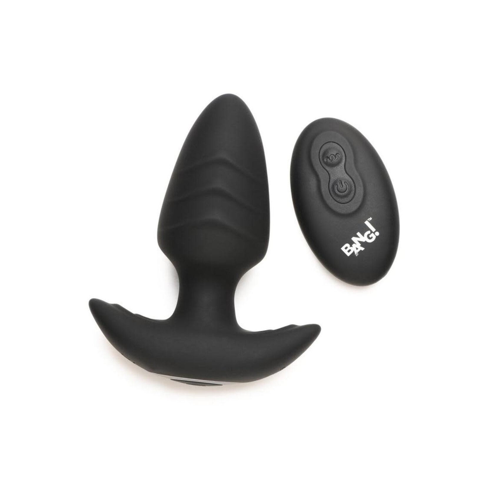 Bang! Rotating Vibrating Rechargeable Silicone Butt Plug with Remote Control - Black