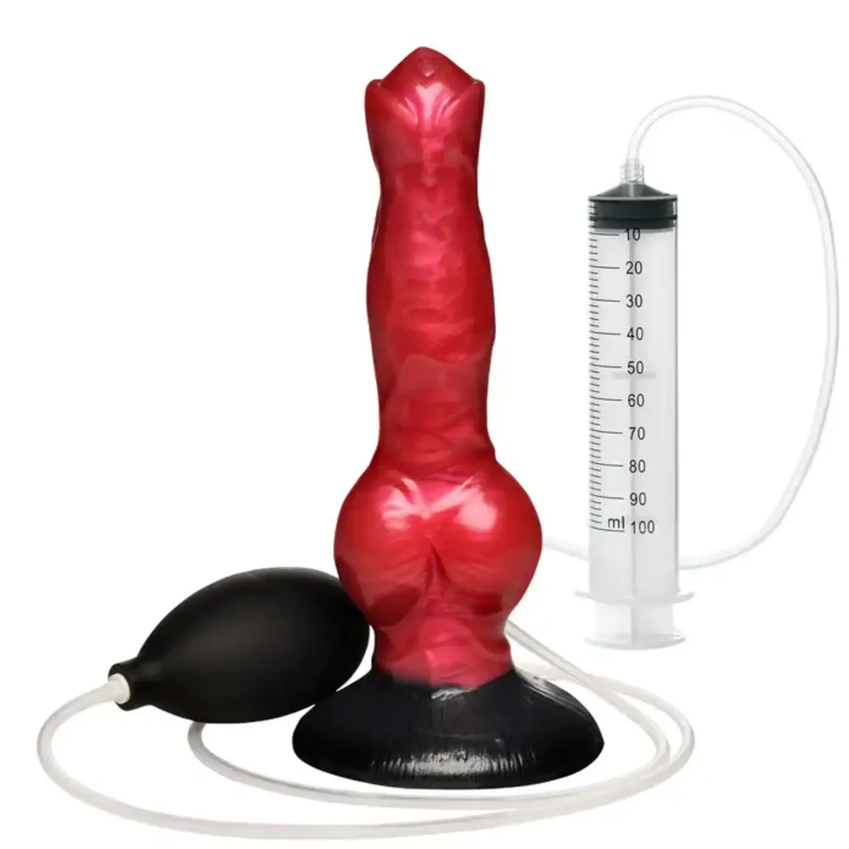 Creature Cocks Hell Hound Squirting Silicone Dildo - Red/Black