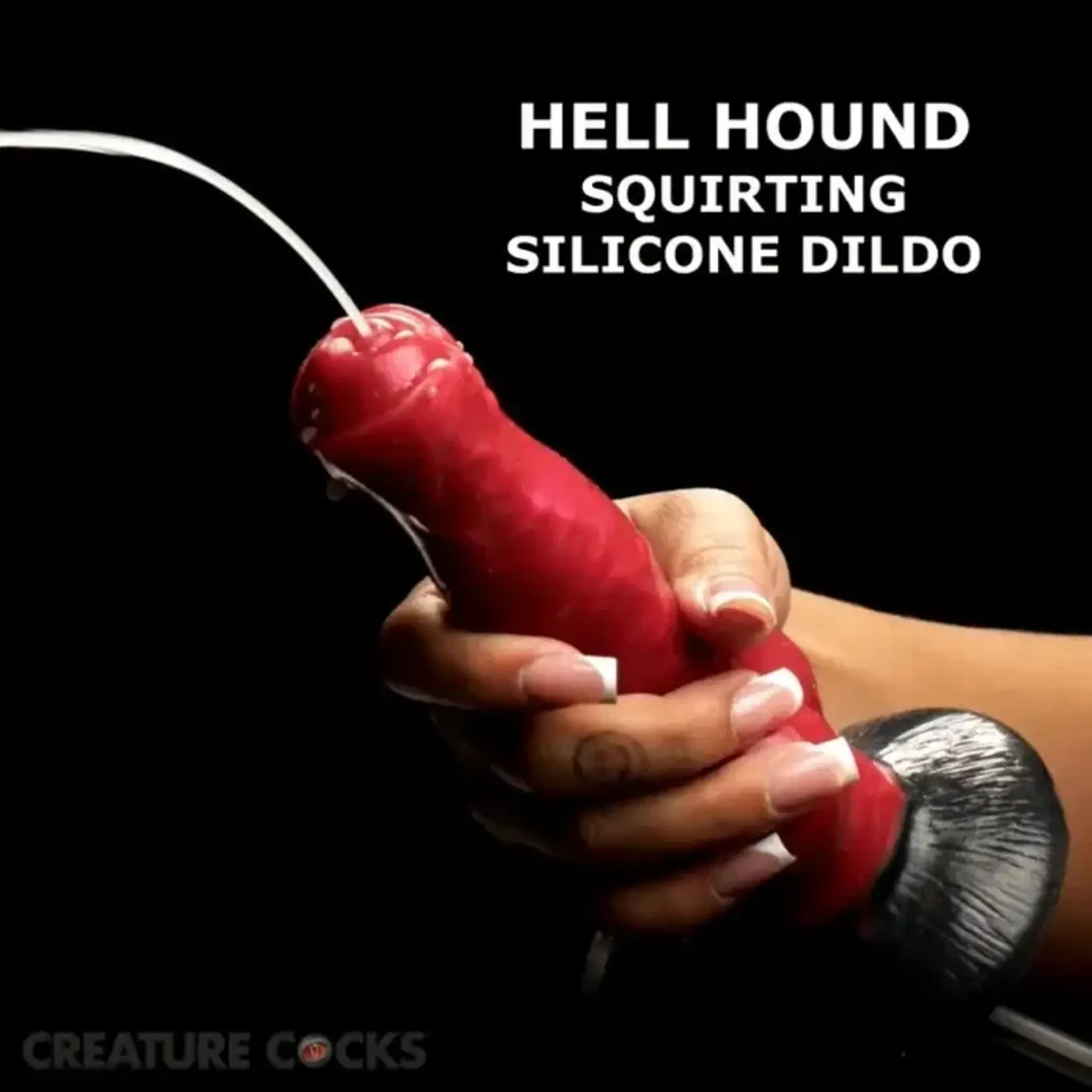 Creature Cocks Hell Hound Squirting Silicone Dildo - Red/Black