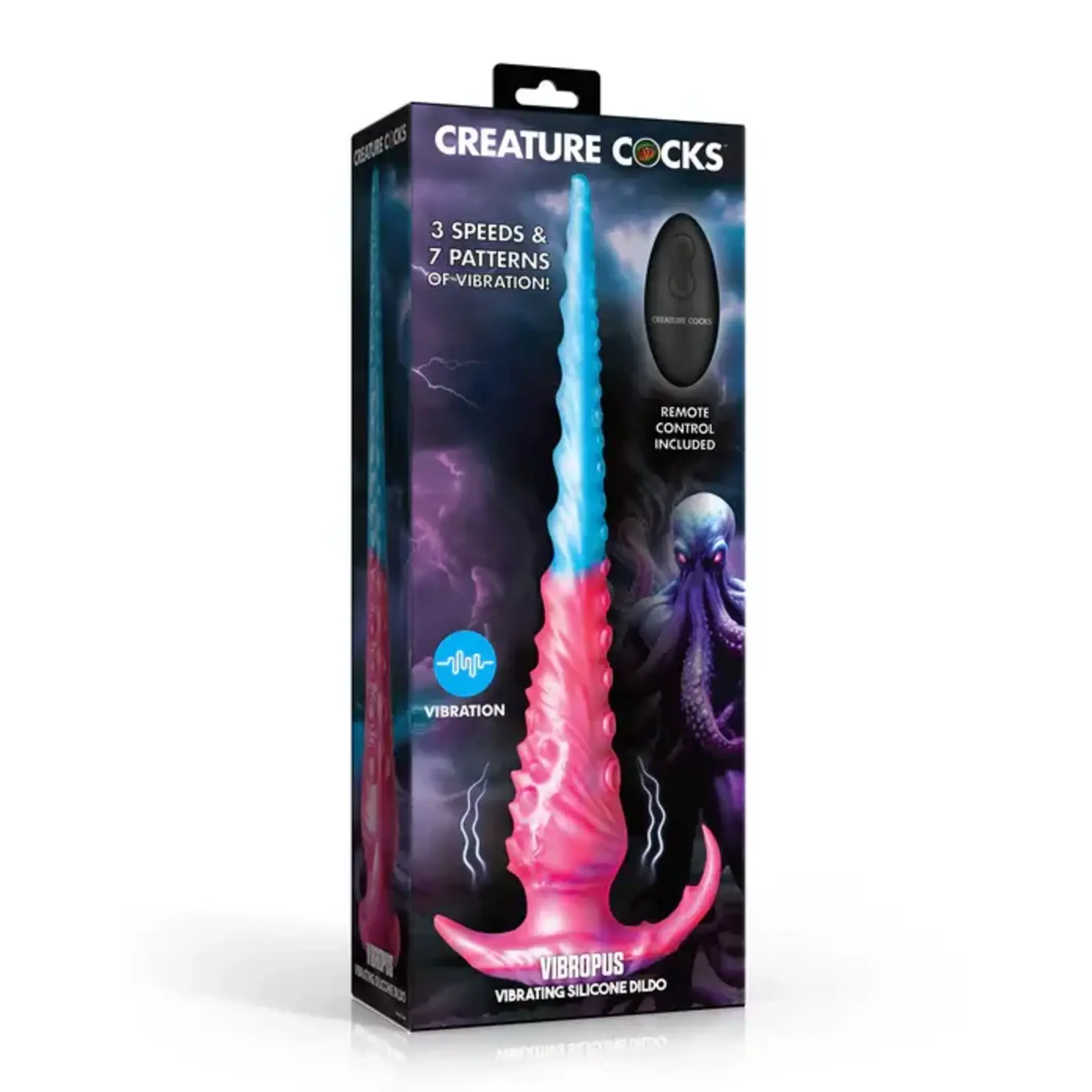 Creature Cock Vibropus Rechargeable Silicone Anal Dildo with Remote Control - Blue/Pink