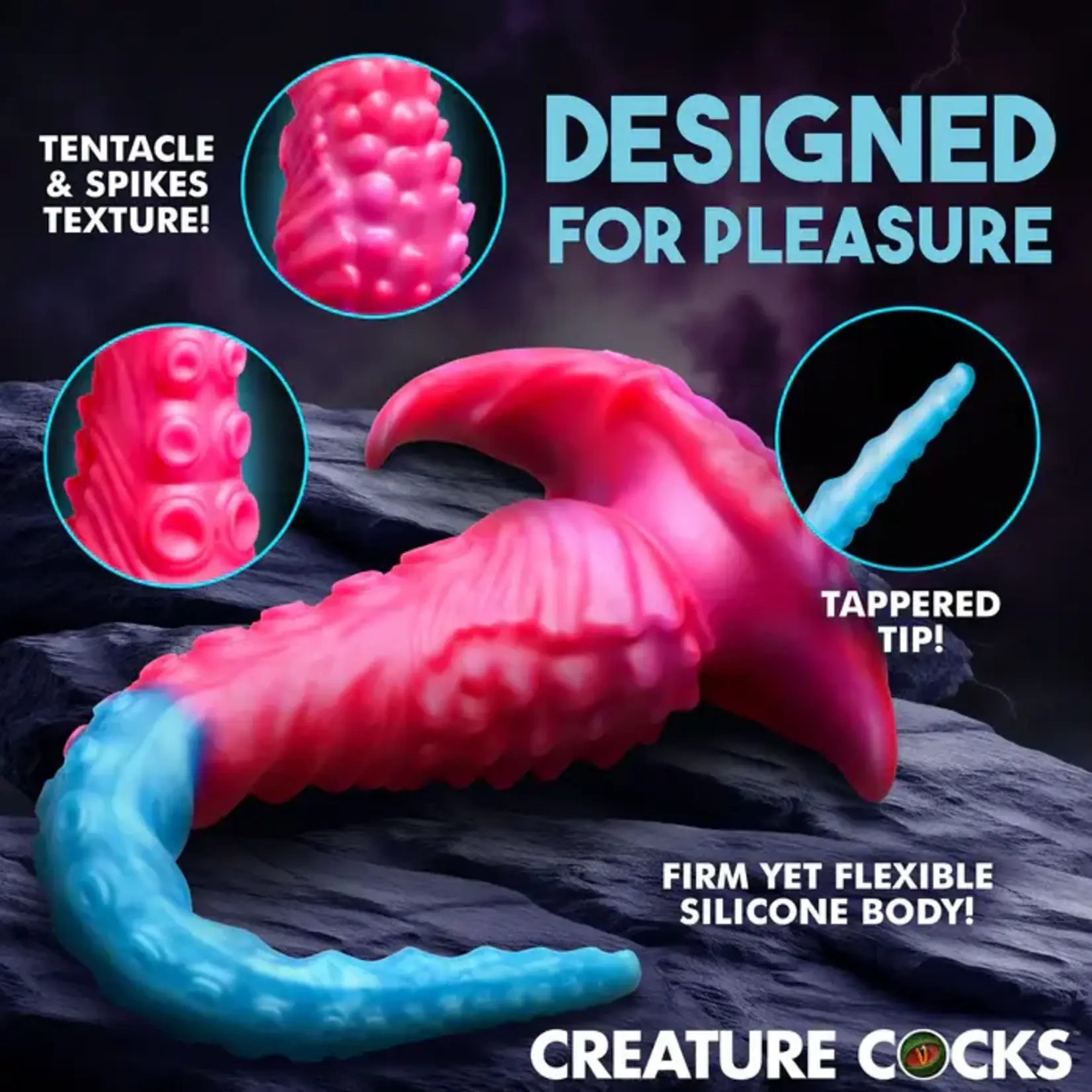 Creature Cock Vibropus Rechargeable Silicone Anal Dildo with Remote Control - Blue/Pink