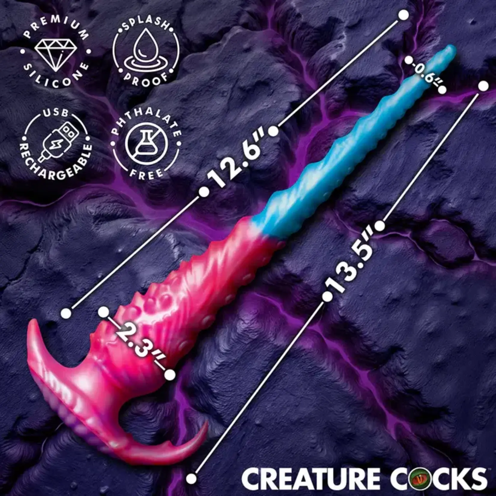 Creature Cock Vibropus Rechargeable Silicone Anal Dildo with Remote Control - Blue/Pink
