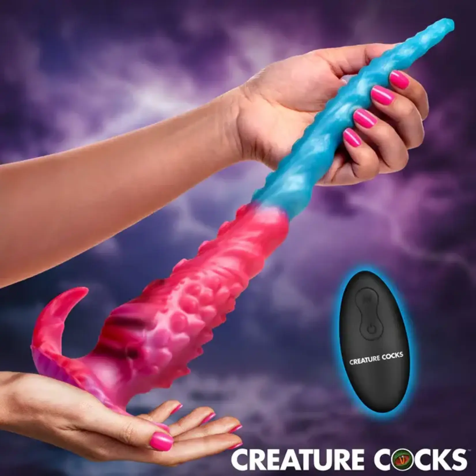 Creature Cock Vibropus Rechargeable Silicone Anal Dildo with Remote Control - Blue/Pink