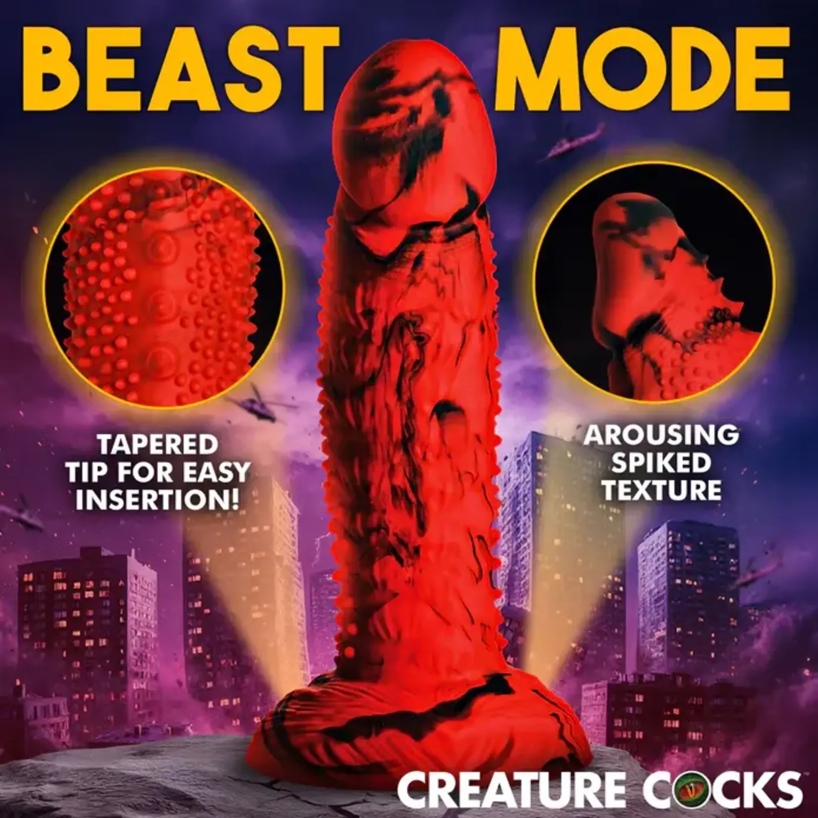 Creature Cocks Gojira Silicone Dildo - Red/Black
