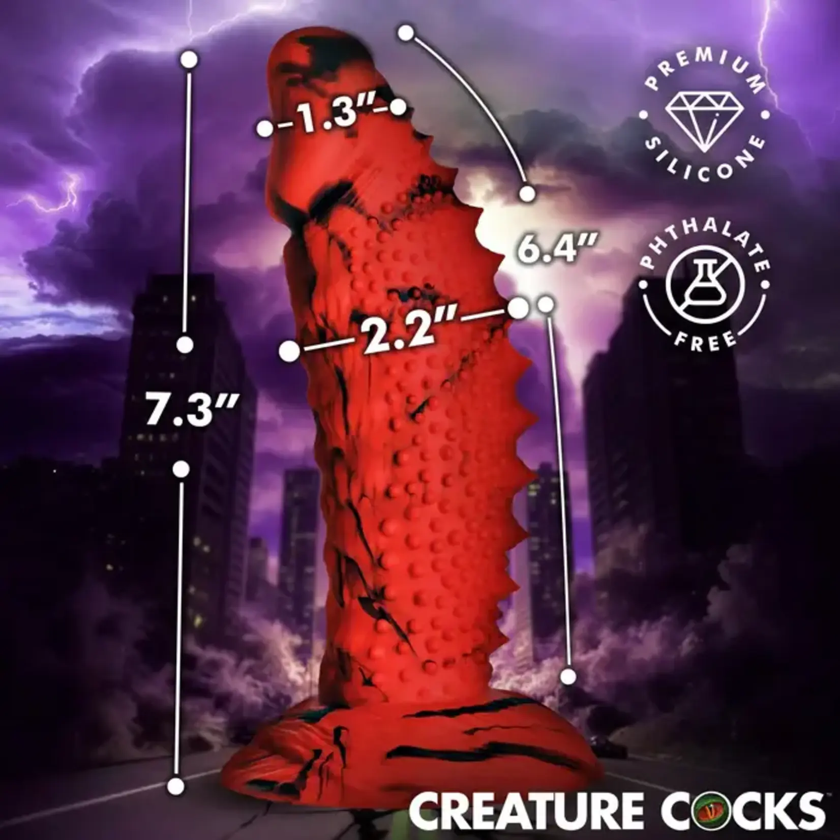 Creature Cocks Gojira Silicone Dildo - Red/Black