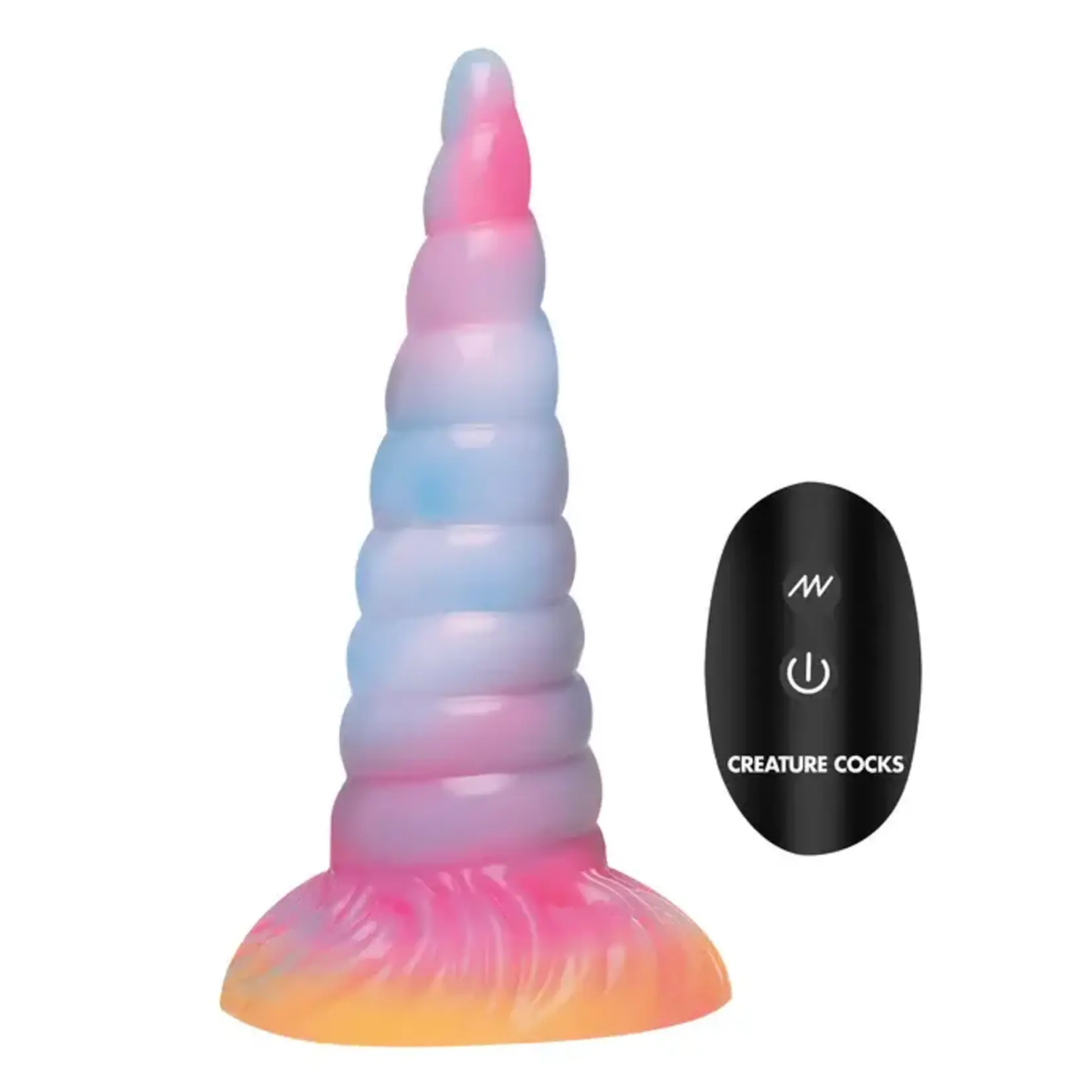 Creature Cocks Unicorn Glow-in-the-Dark Vibrating Rechargeable Silicone Dildo - Multicolor