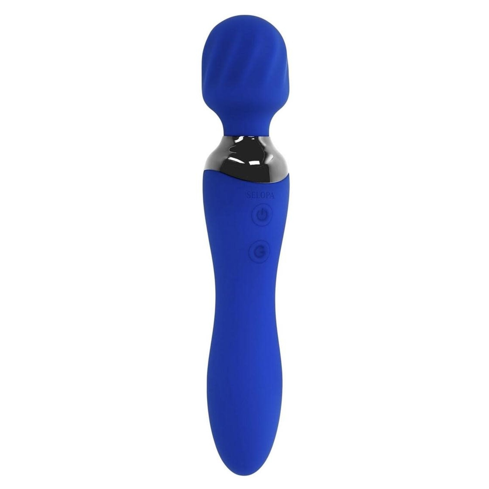 Selopa Blue Belle Silicone Rechargeable Dual End Vibrating Wand - Blue