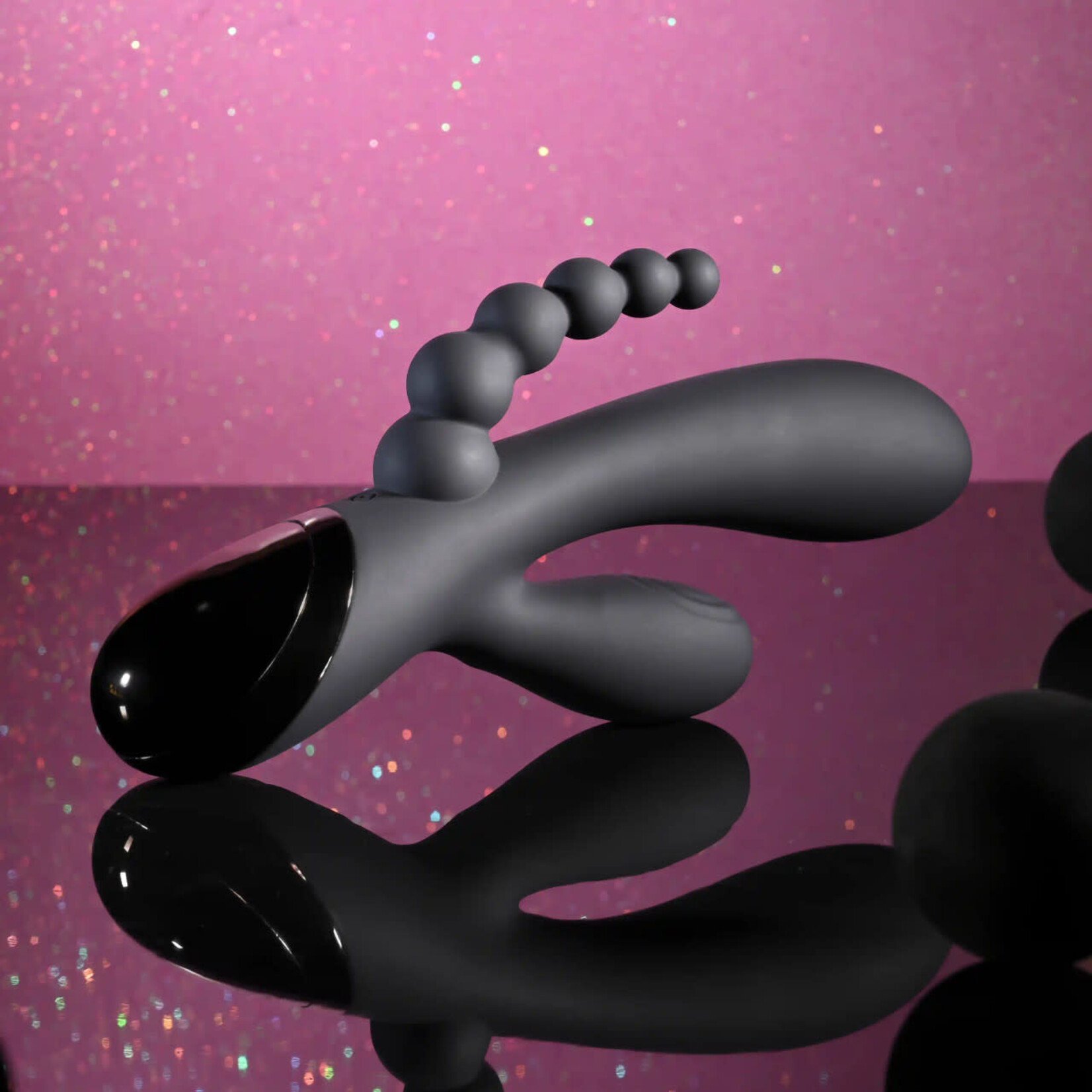 Selopa Triple Aces Rechargeable Silicone Triple Rabbit Vibrator - Black