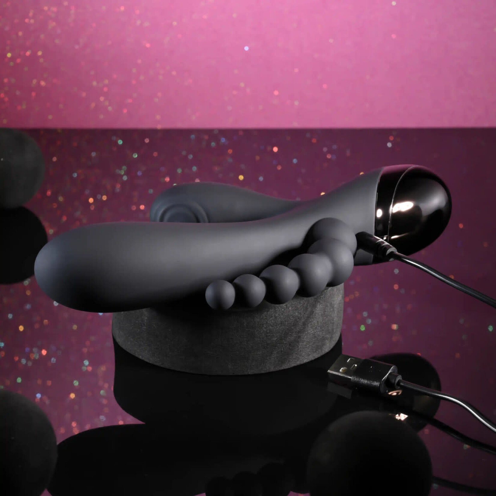 Selopa Triple Aces Rechargeable Silicone Triple Rabbit Vibrator - Black