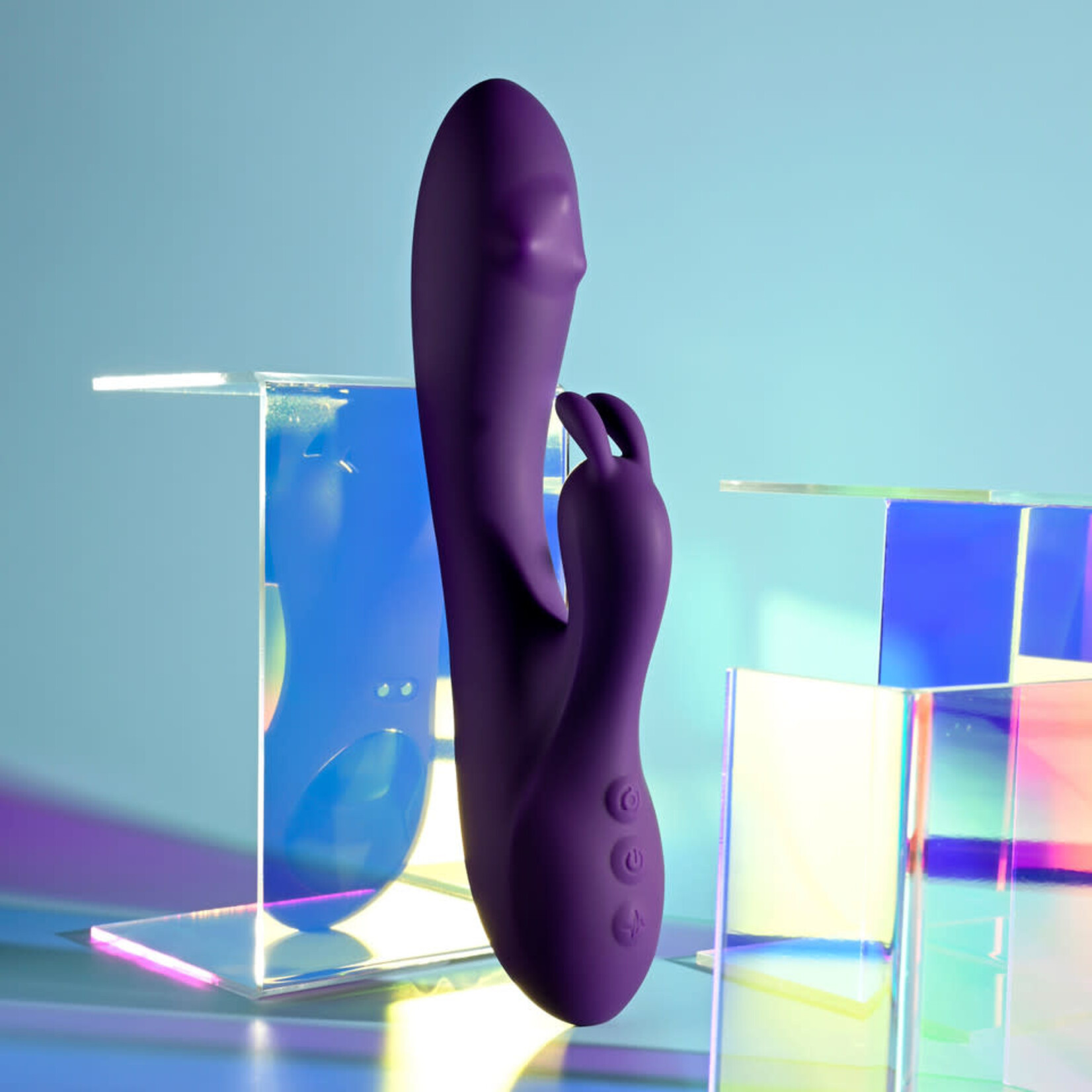 Playboy On Repeat Rechargeable Silicone Rabbit Vibrator - Purple