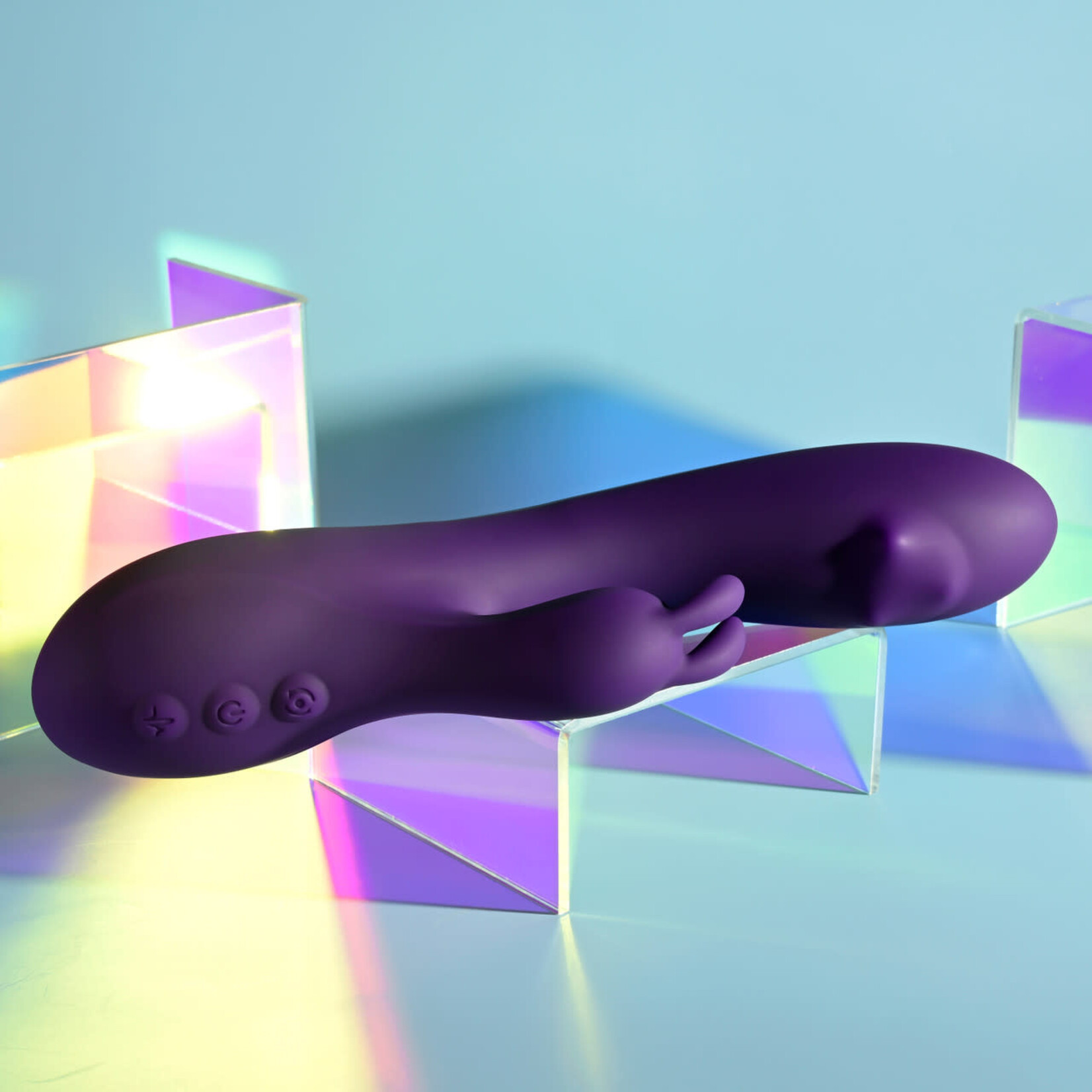 Playboy On Repeat Rechargeable Silicone Rabbit Vibrator - Purple