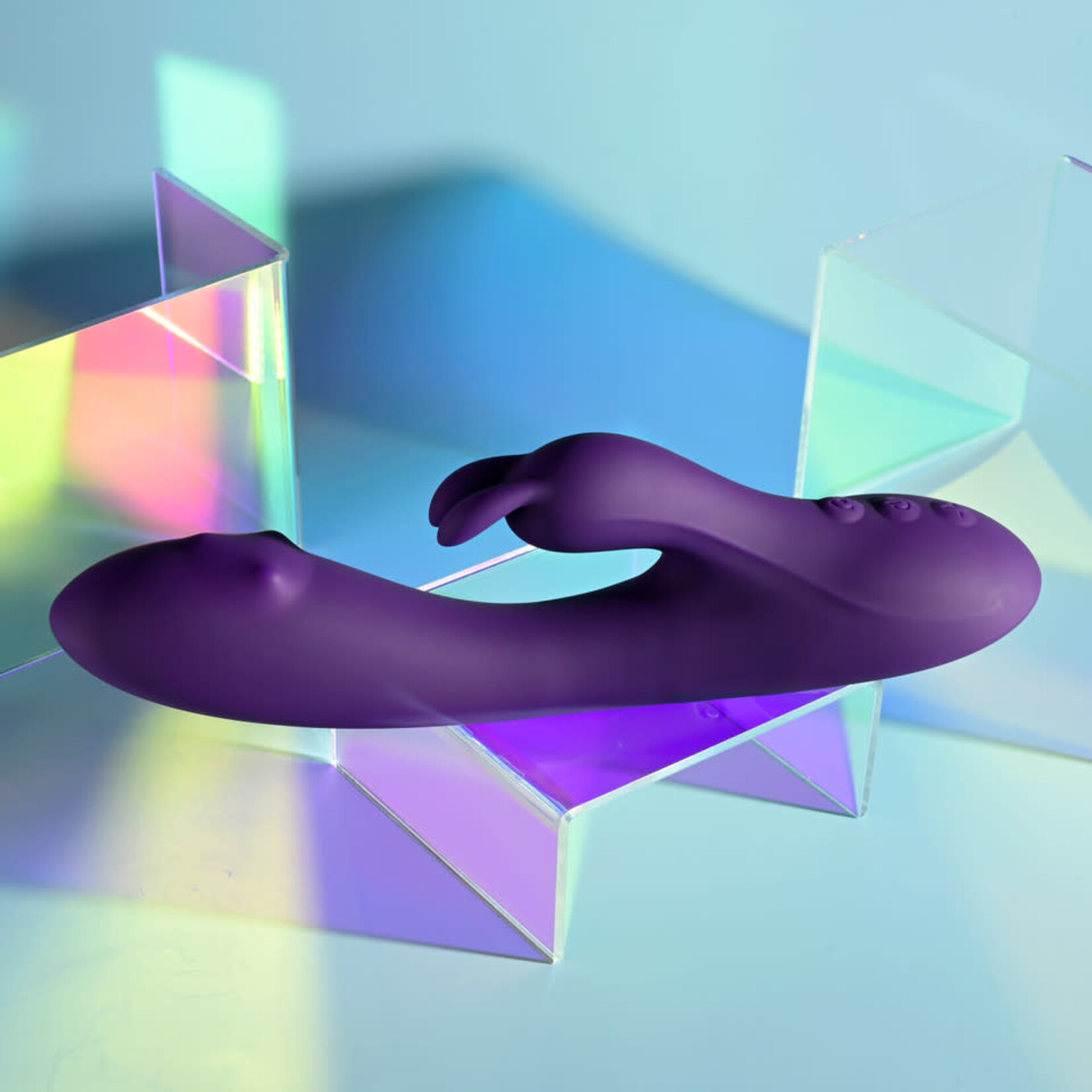 Playboy On Repeat Rechargeable Silicone Rabbit Vibrator - Purple