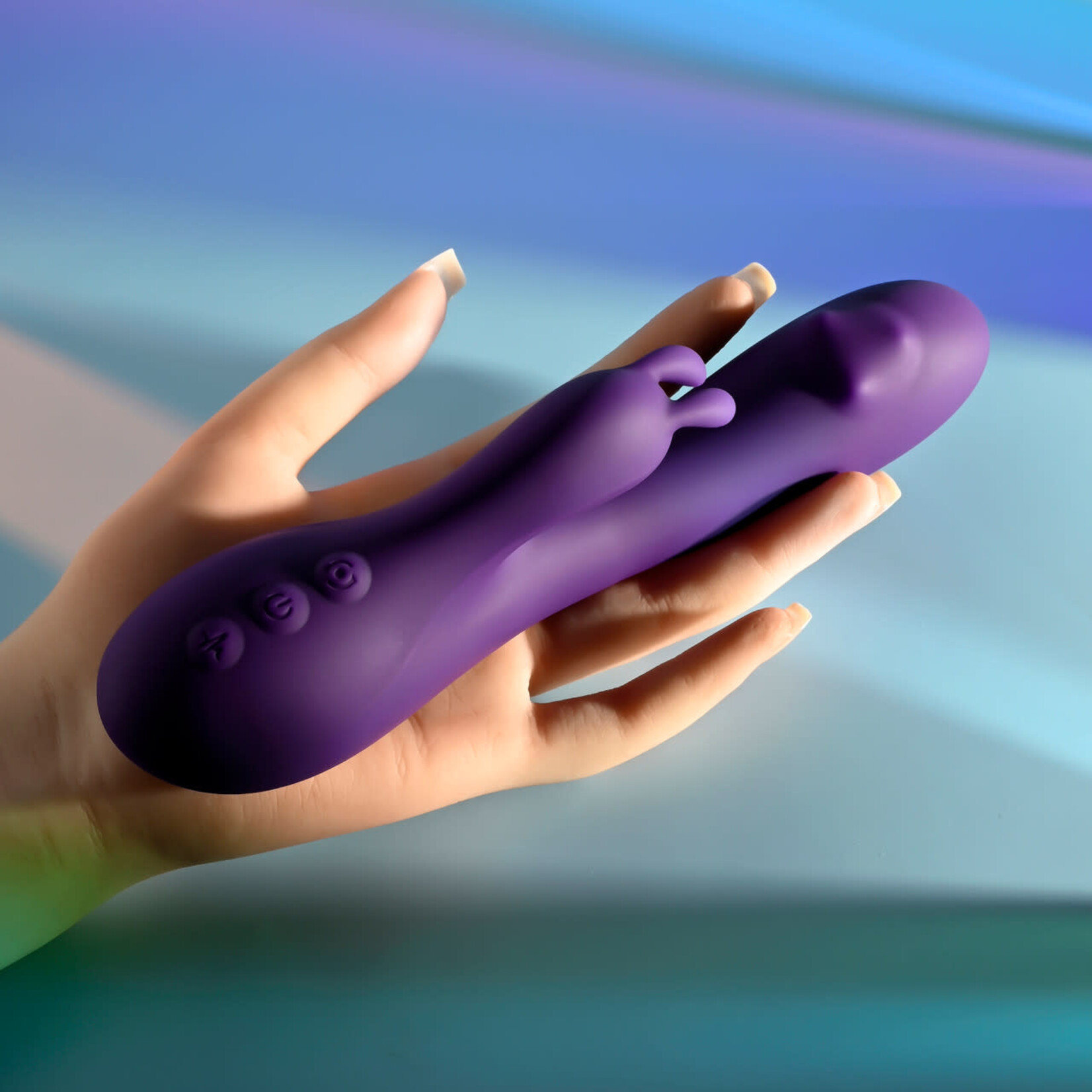 Playboy On Repeat Rechargeable Silicone Rabbit Vibrator - Purple