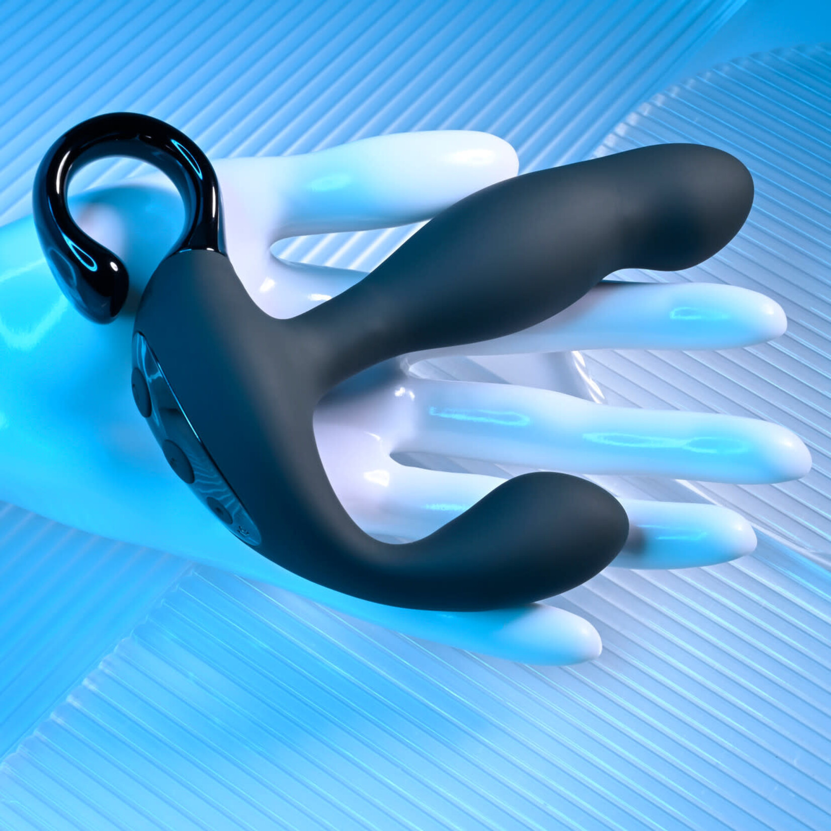 Playboy Come Hither Rechargeable Silicone Vibrating Prostate Massager - Black
