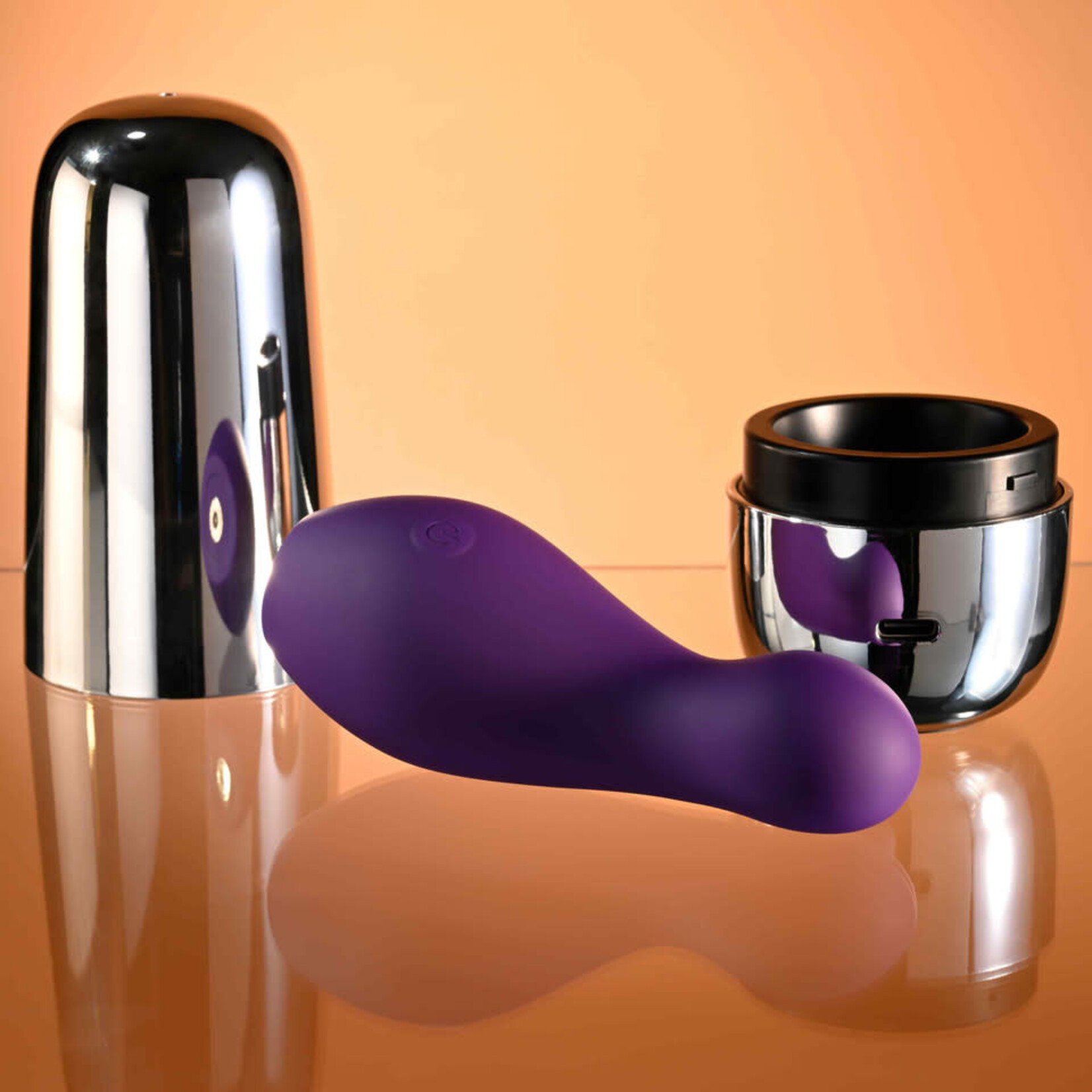 Playboy The Jet Set Rechargeable Silicone Clitoral Stimulating Mini Vibrator - Silver/Purple