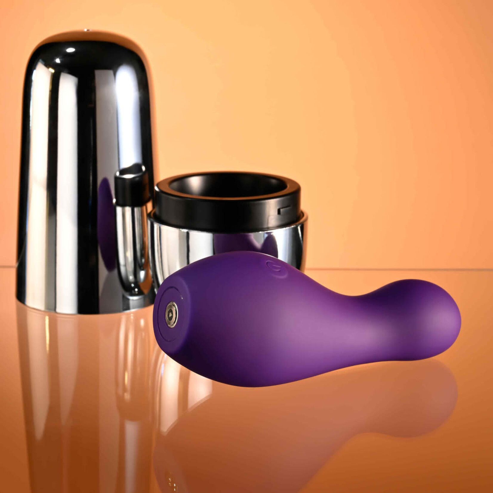 Playboy The Jet Set Rechargeable Silicone Clitoral Stimulating Mini Vibrator - Silver/Purple
