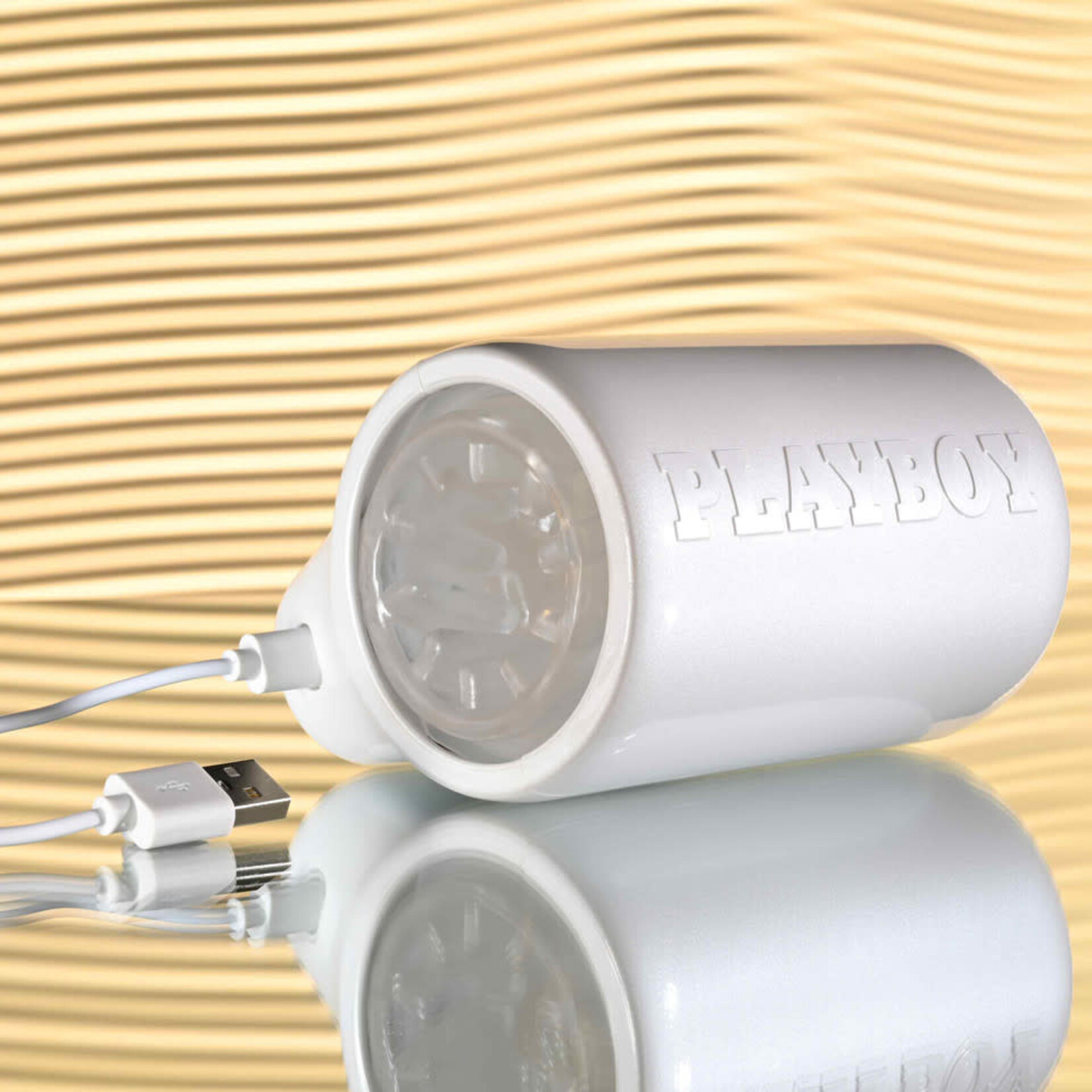 Playboy Spin Doctor Rechargeable Dual End Masturbator - White/Clear