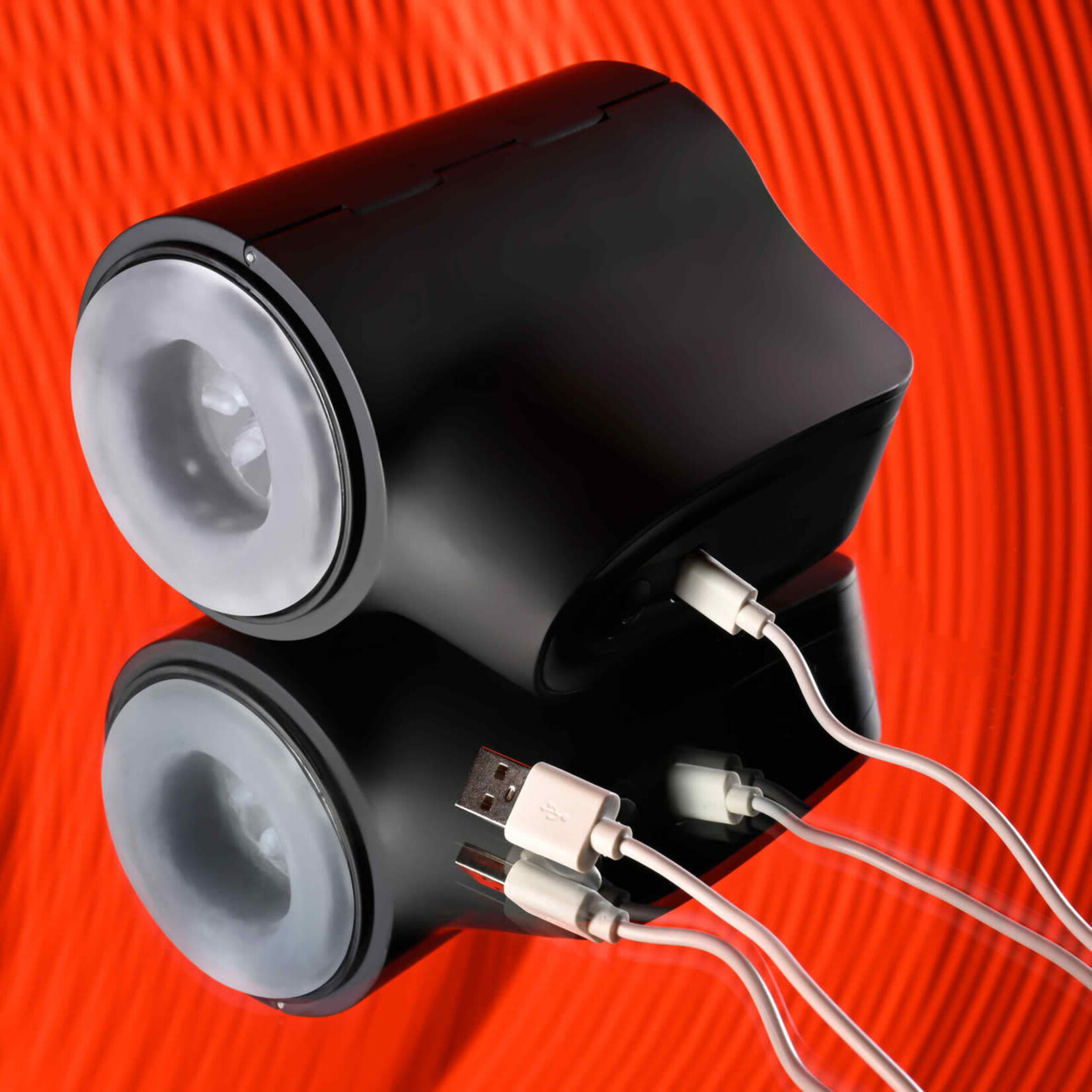 Playboy Come Along Dual End Rechargeable Masturbator - Black/Clear