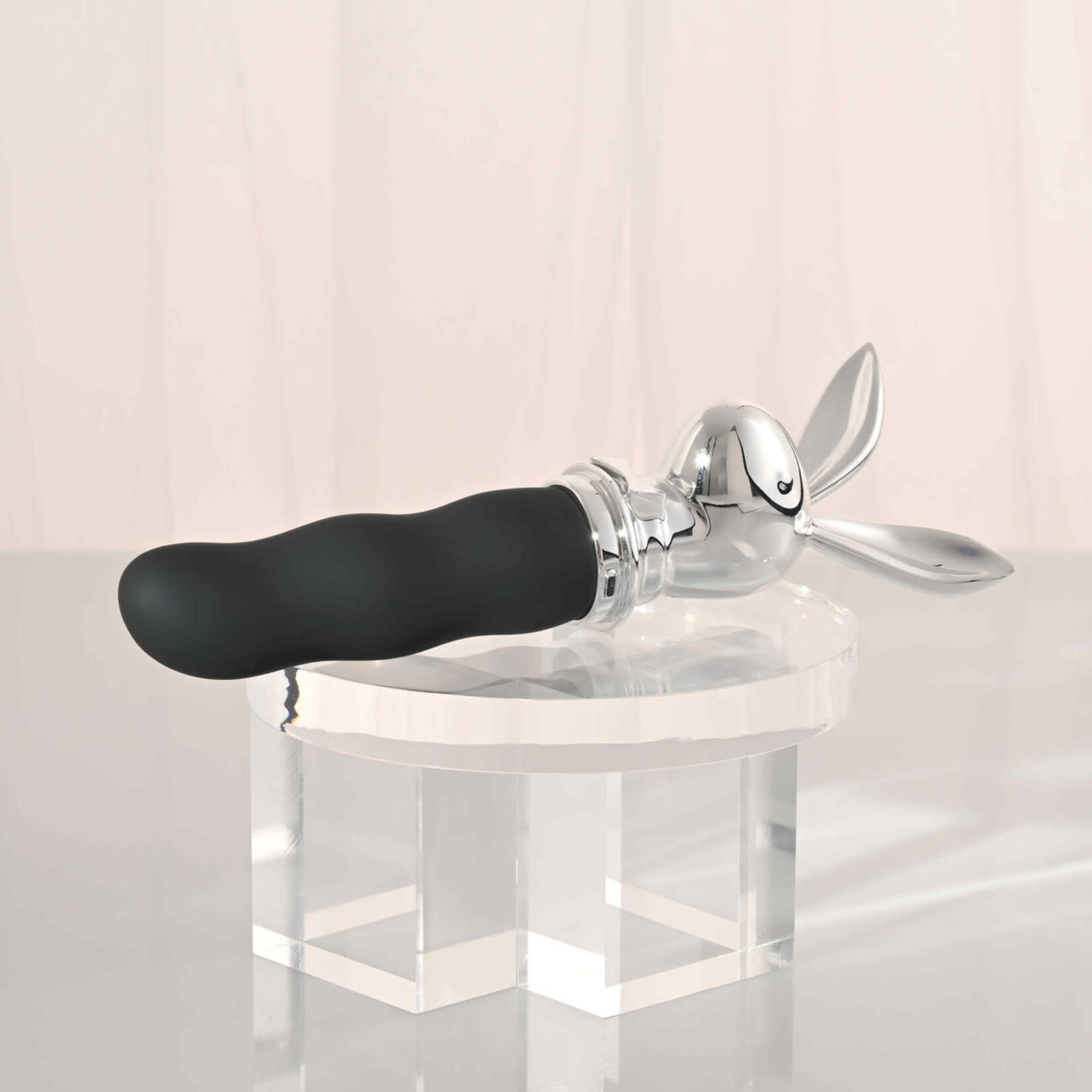 Playboy Bunny on the Go Rechargeable Silicone Rabbit Head Mini Vibrator - Black