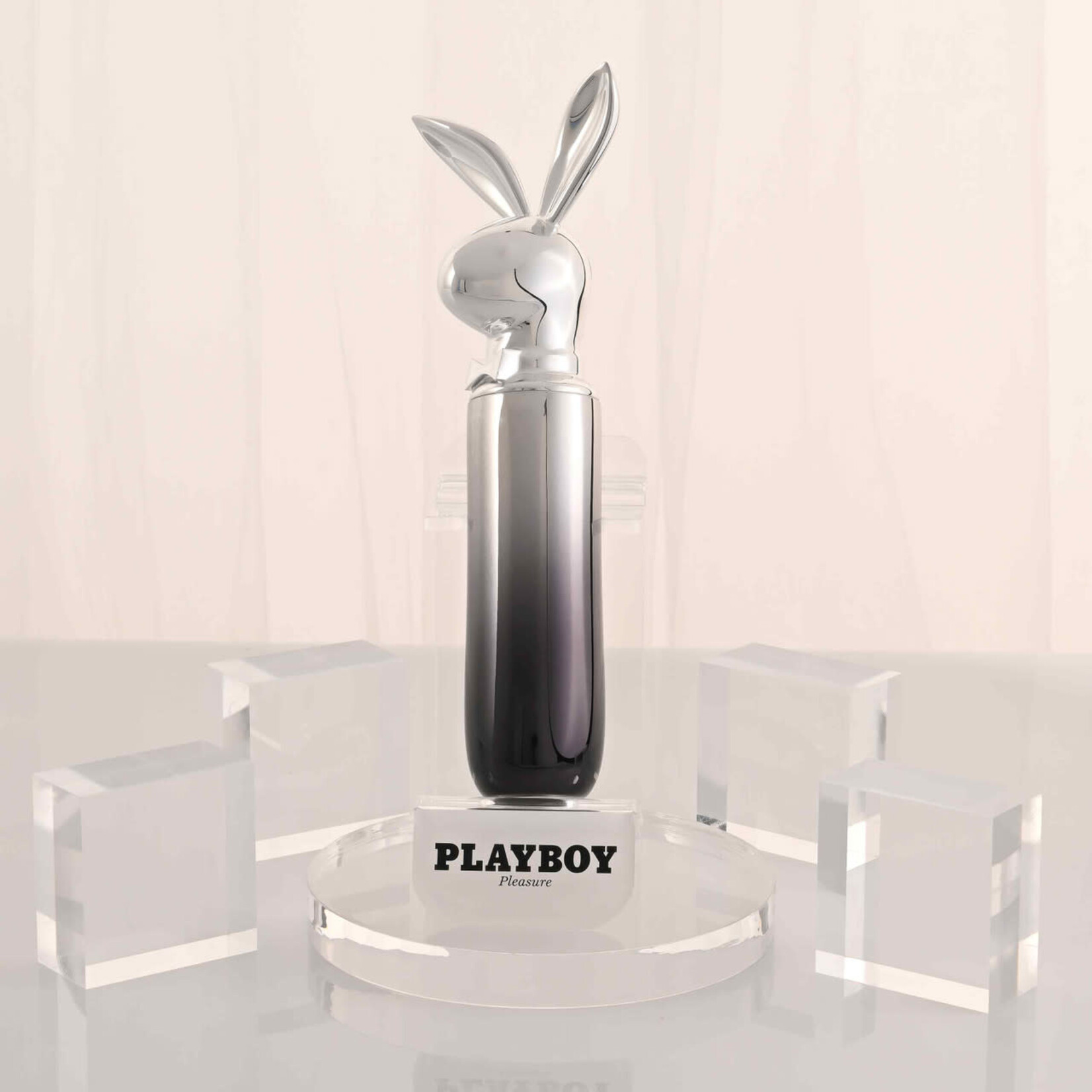 Playboy Bunny on the Go Rechargeable Silicone Rabbit Head Mini Vibrator - Black