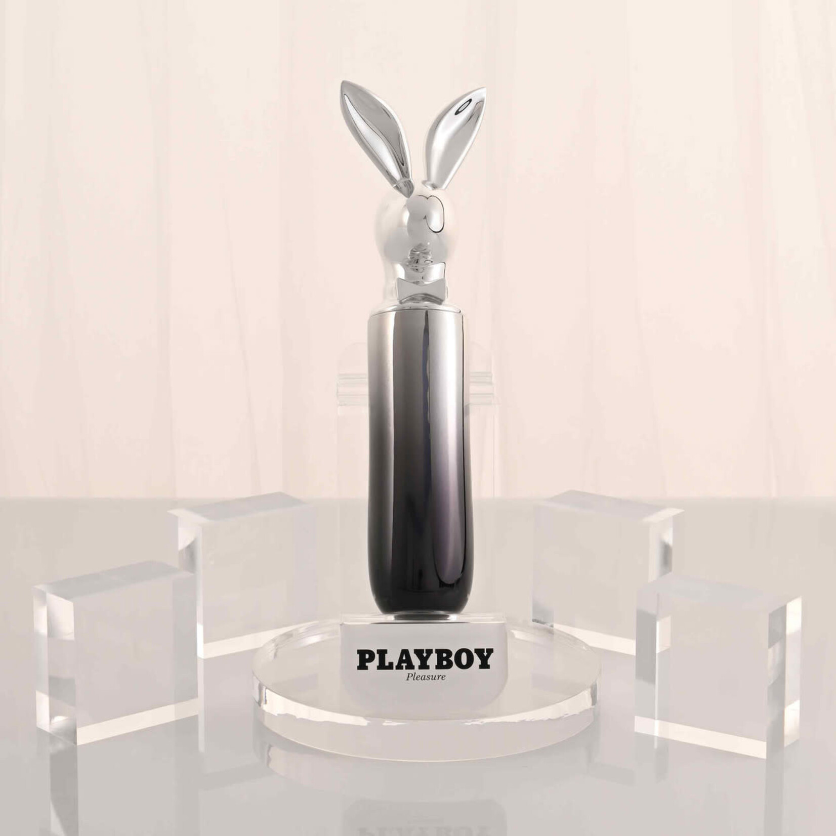 Playboy Bunny on the Go Rechargeable Silicone Rabbit Head Mini Vibrator - Black