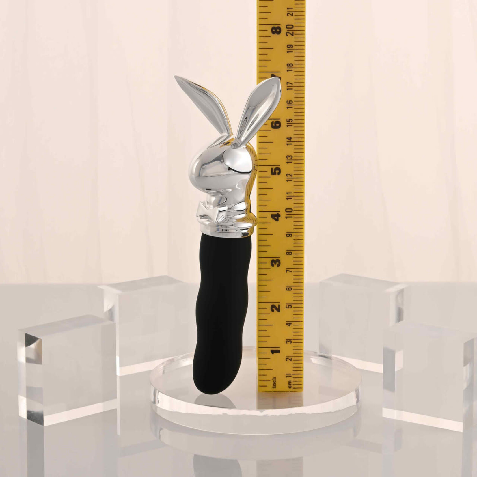 Playboy Bunny on the Go Rechargeable Silicone Rabbit Head Mini Vibrator - Black