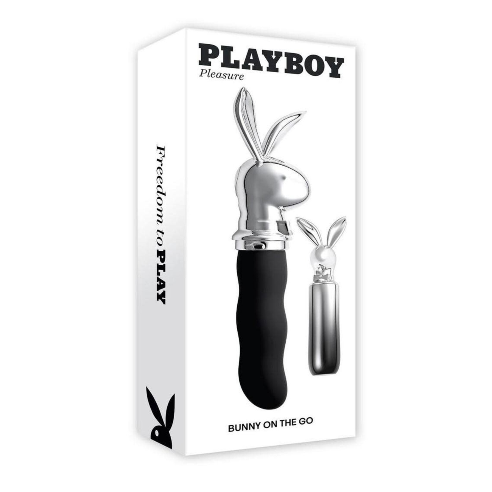 Playboy Bunny on the Go Rechargeable Silicone Rabbit Head Mini Vibrator - Black