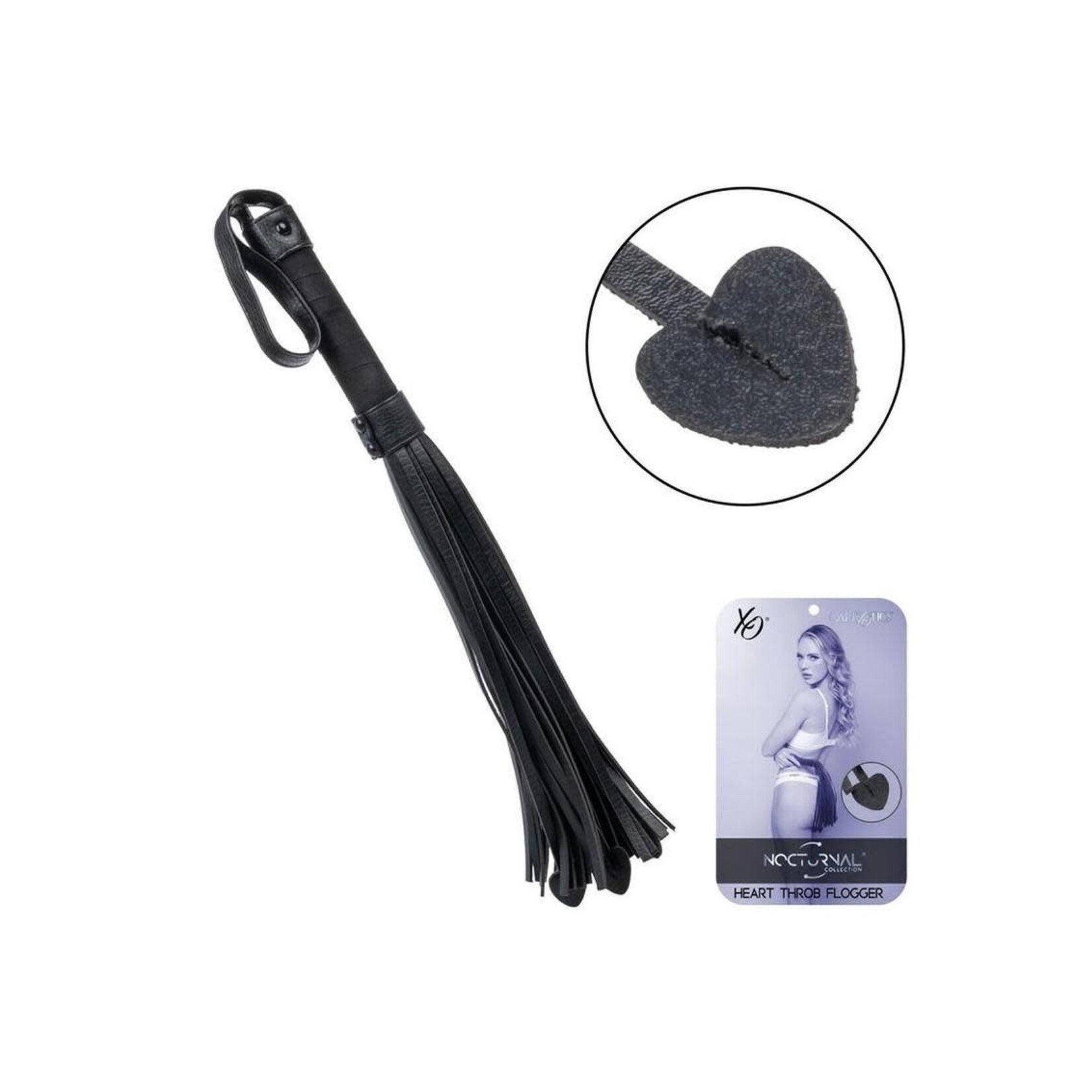 Nocturnal Collection Heart Throb Flogger - Black