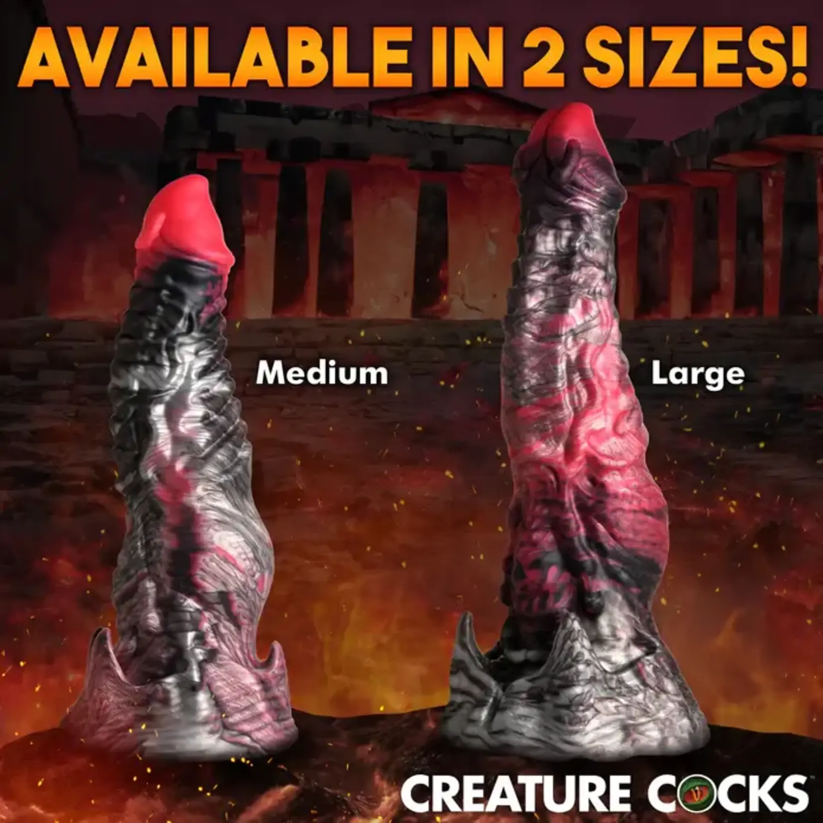 Creature Cocks Hades Silicone Dildo - Large - Black/Red