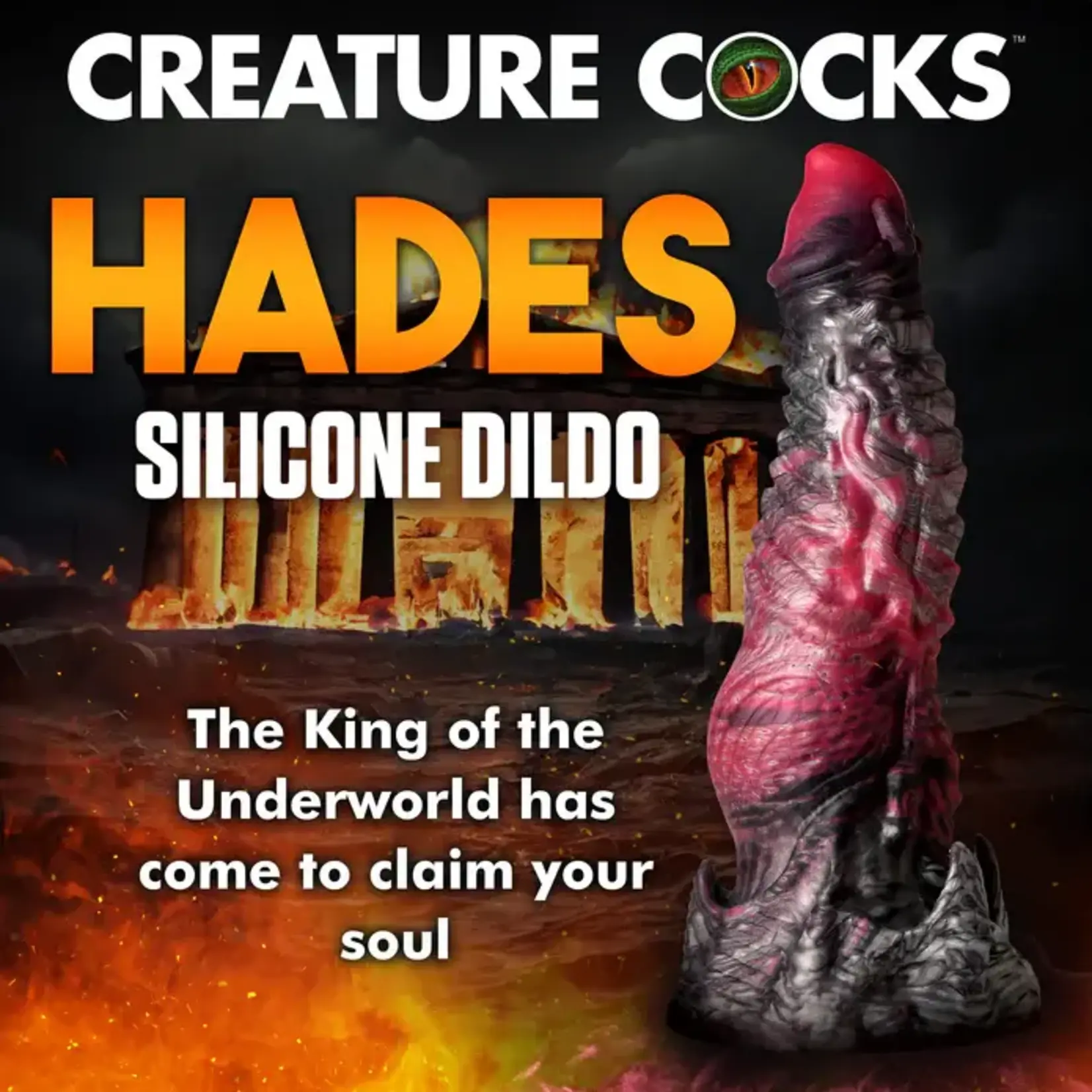 Creature Cocks Hades Silicone Dildo - Large - Black/Red