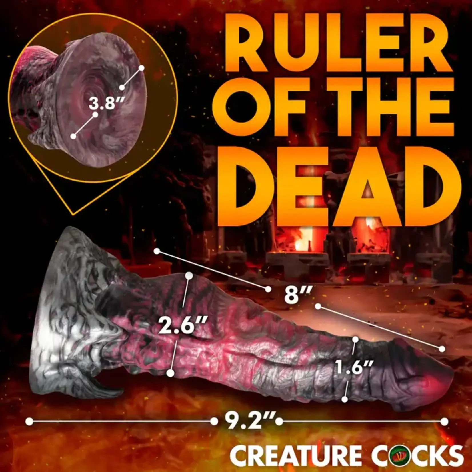 Creature Cocks Hades Silicone Dildo - Large - Black/Red