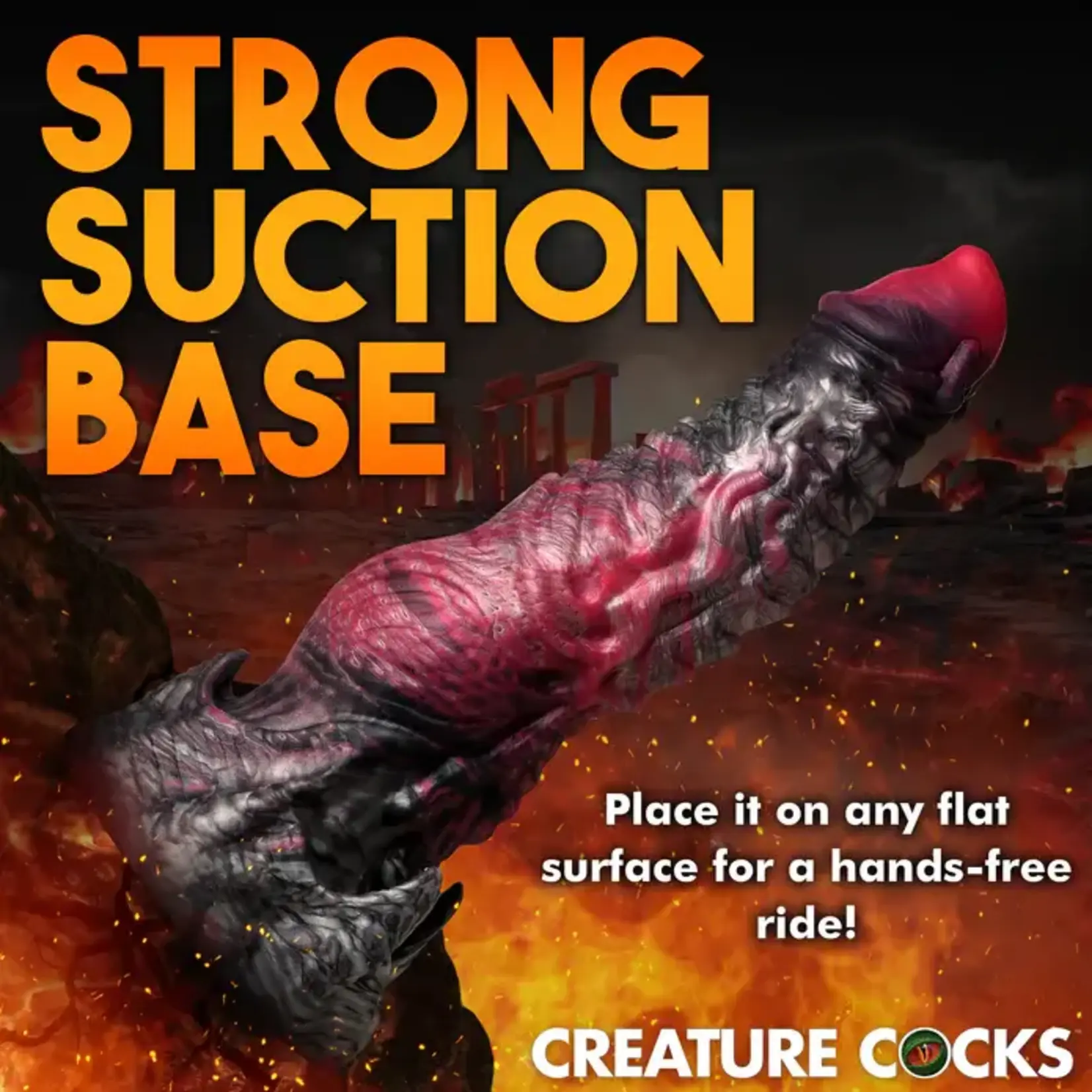Creature Cocks Hades Silicone Dildo - Large - Black/Red