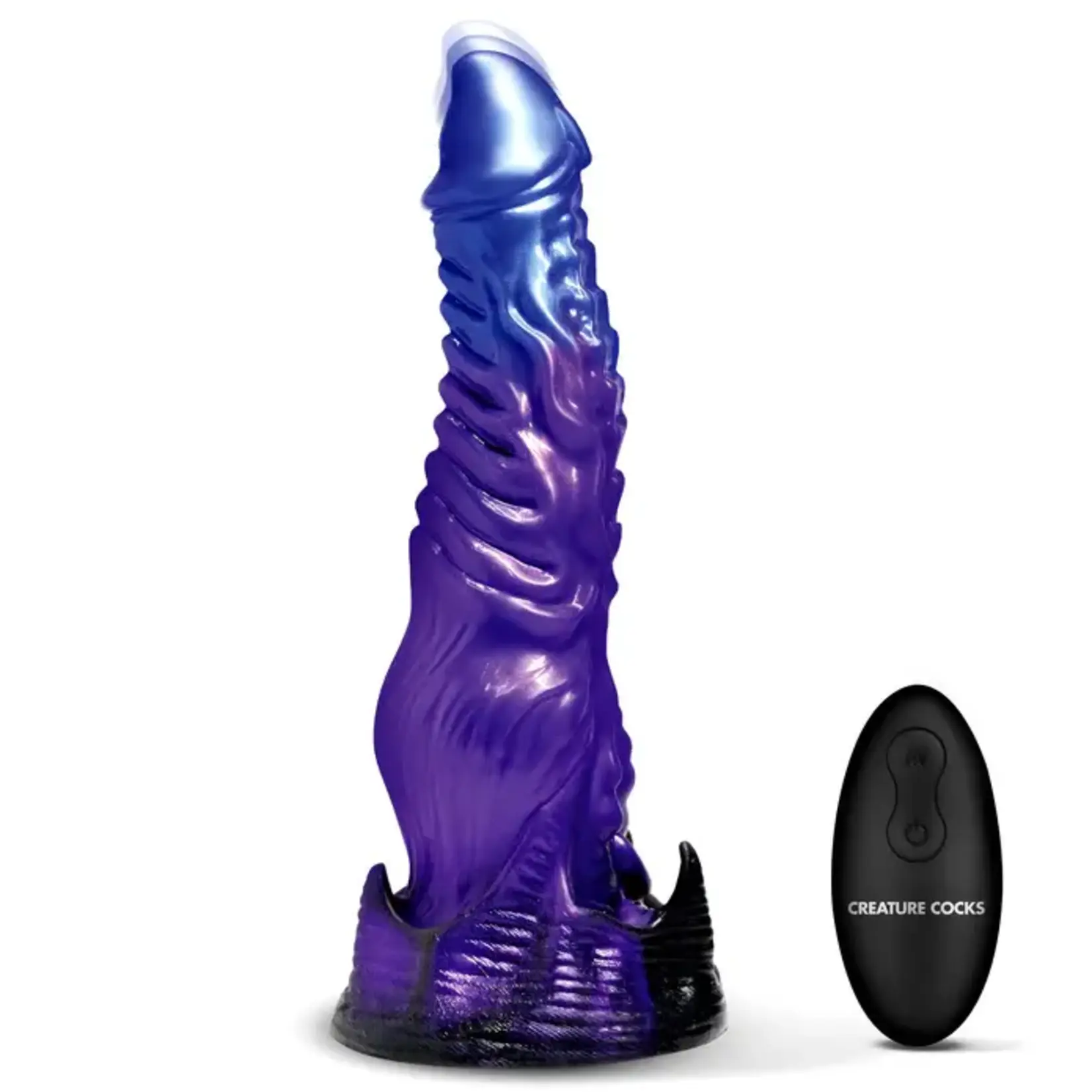 Creature Cocks Diabolos Thrusting & Vibrating Rechargeable Silicone Dildo with Remote Control - Purple/Black