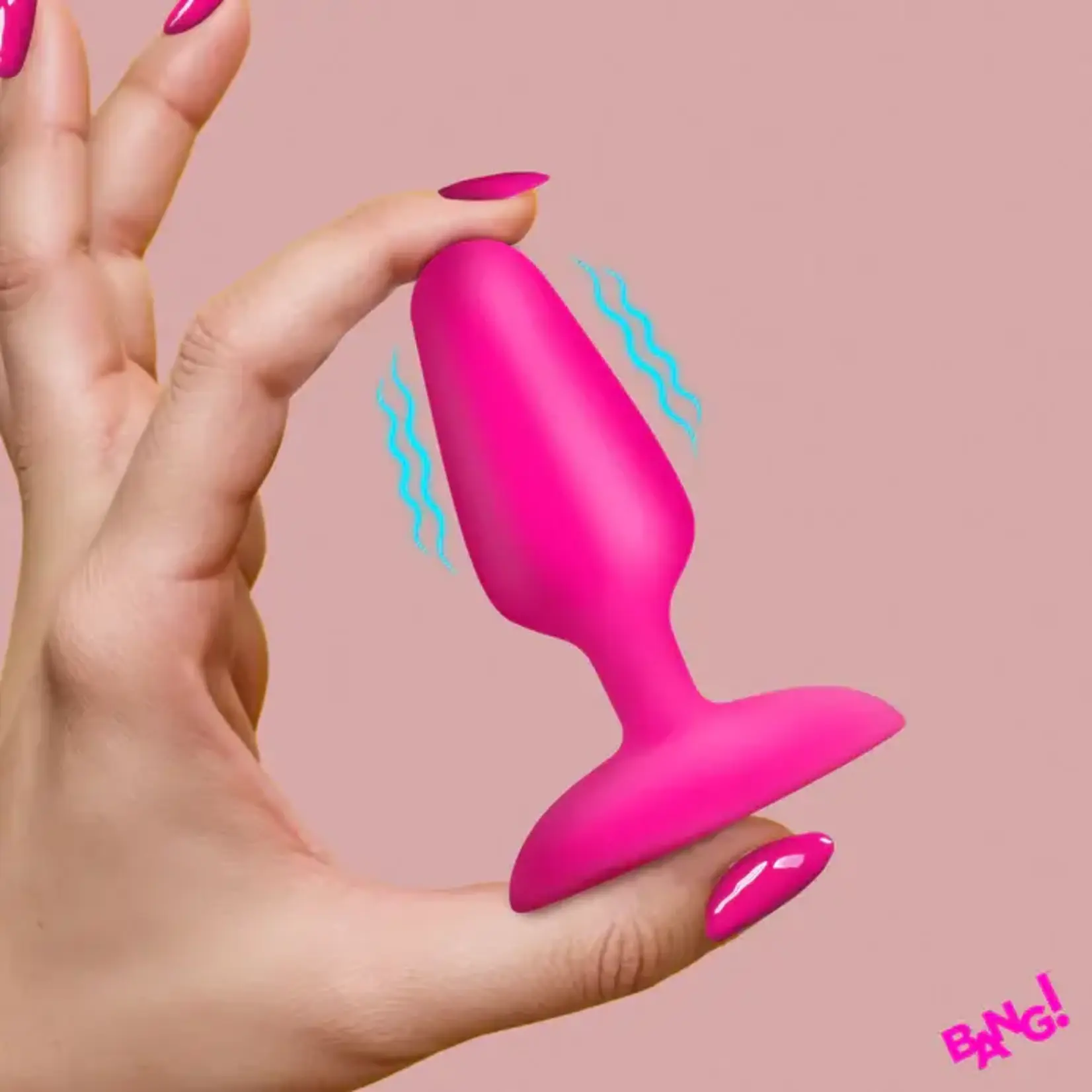 Bang! Flexible Vibrating Silicone Rechargeable Butt Plug - Pink