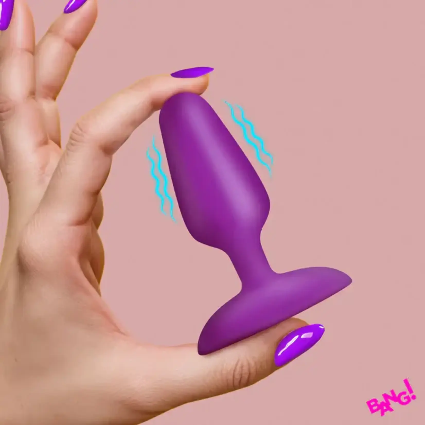 Bang! Flexible Vibrating Silicone Rechargeable Butt Plug - Purple