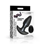 Bang! Thrusting & Vibrating Rechargeable Silicone Butt Plug - Black