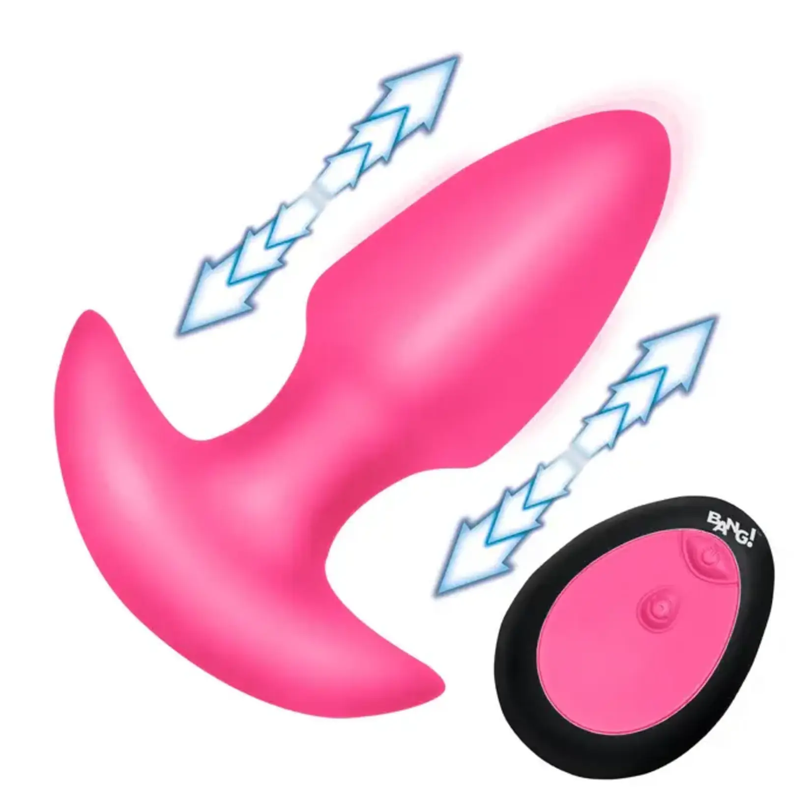 Bang! Thrusting & Vibrating Rechargeable Silicone Butt Plug - Pink
