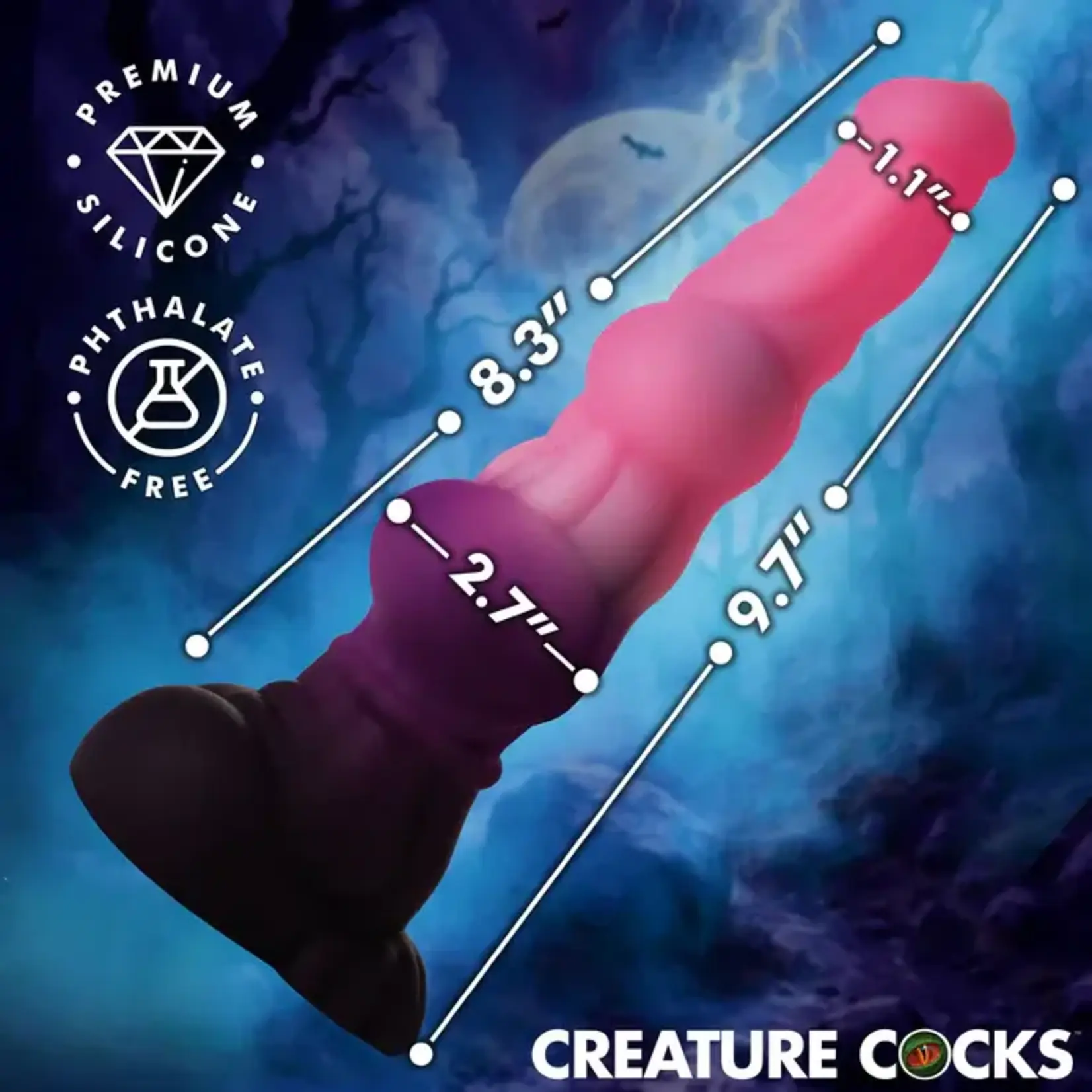 Creature Cocks Lycan Werewolf Silicone Dildo - Pink/Purple