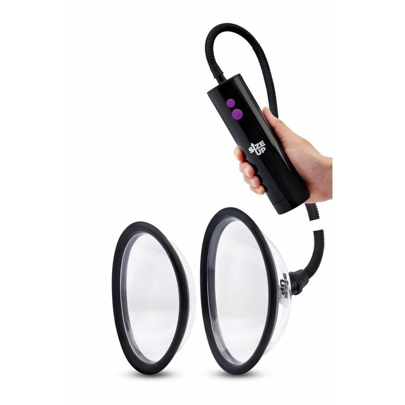 Size Up Rechargeable Pussy Pump Two Chambers - Black/Clear