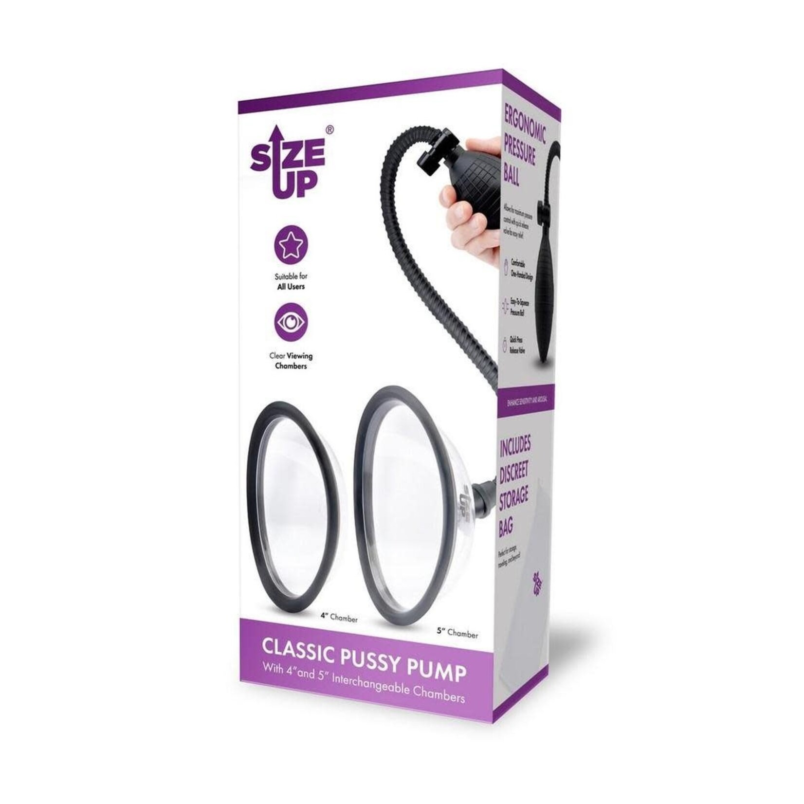 Size Up Classic Pussy Pump with Two Chambers - Black/Clear