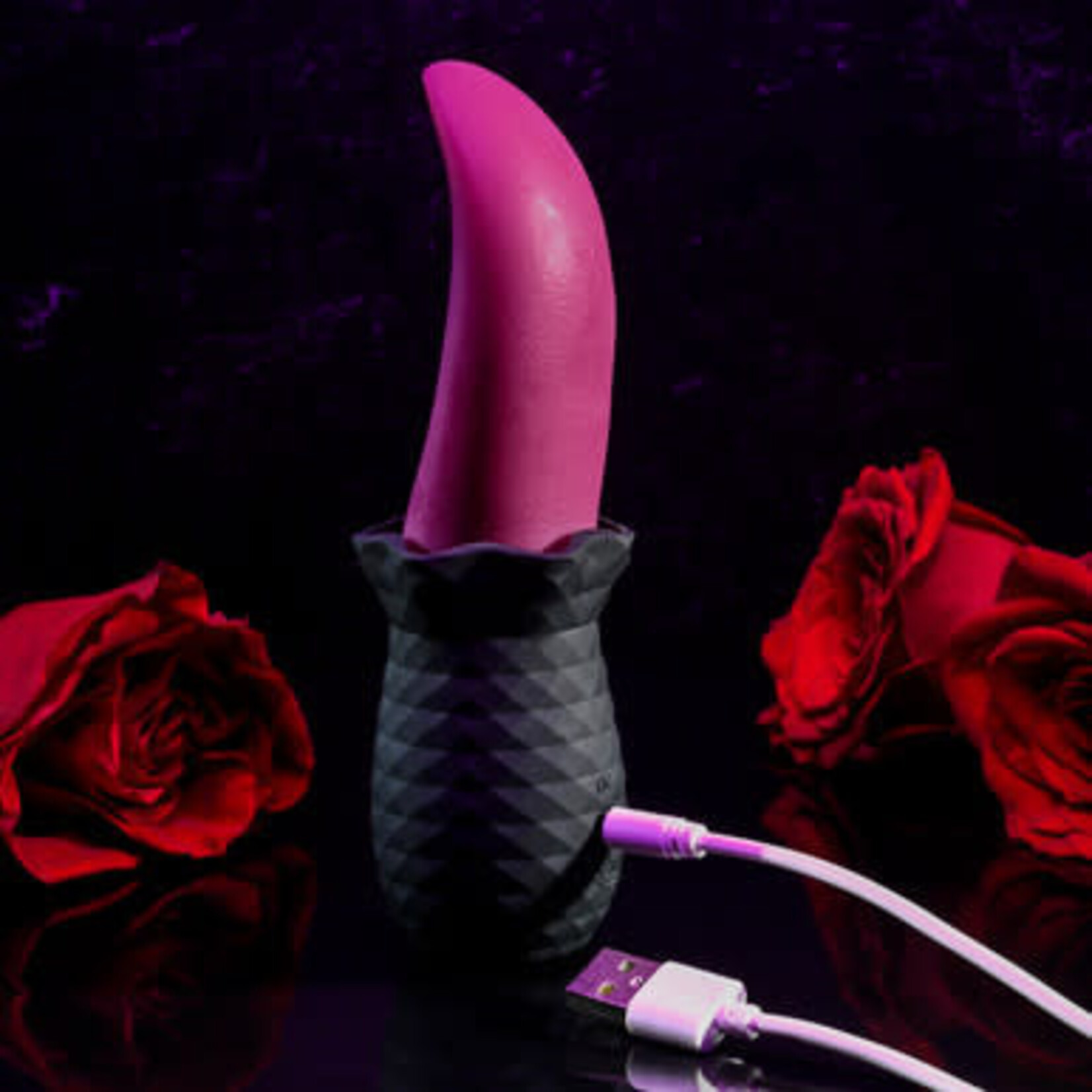 Selopas Tongue Teaser Rechargeable Silicone Clitoral Stimulator - Black