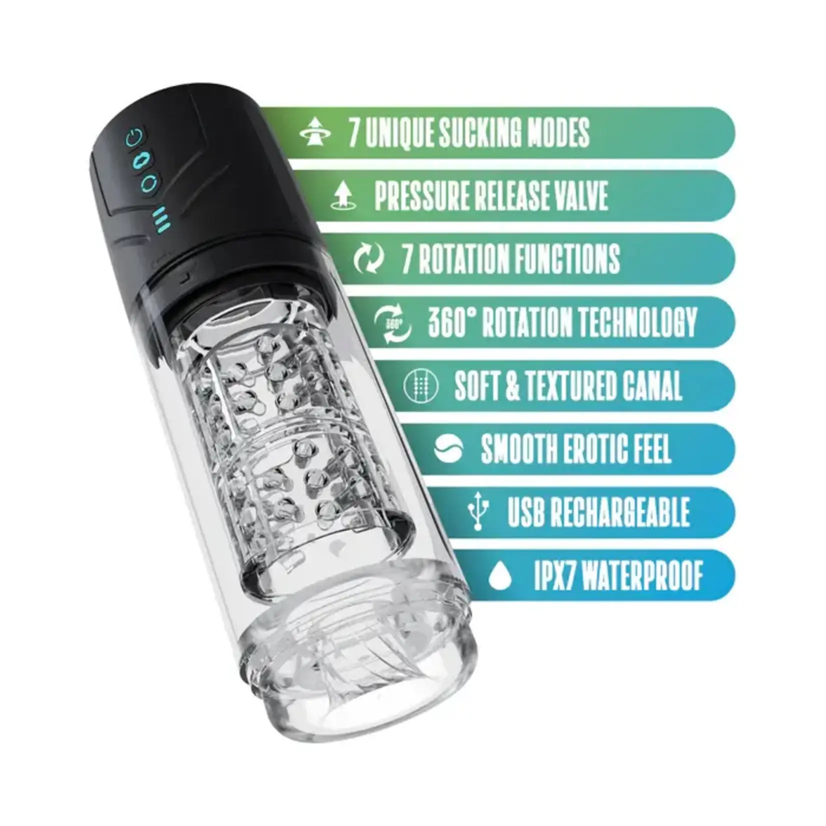 M for Men Whirlwind Pro Rechargeable Masturbator - Black