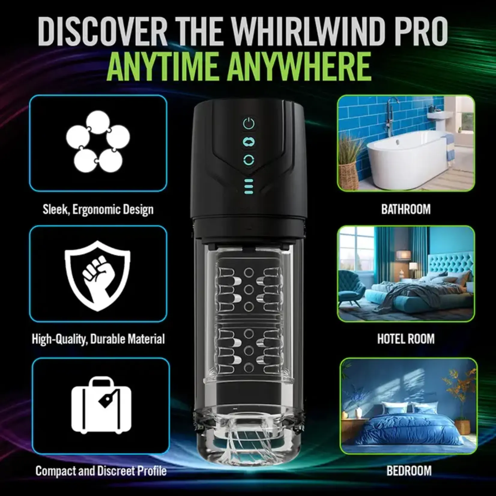 M for Men Whirlwind Pro Rechargeable Masturbator - Black