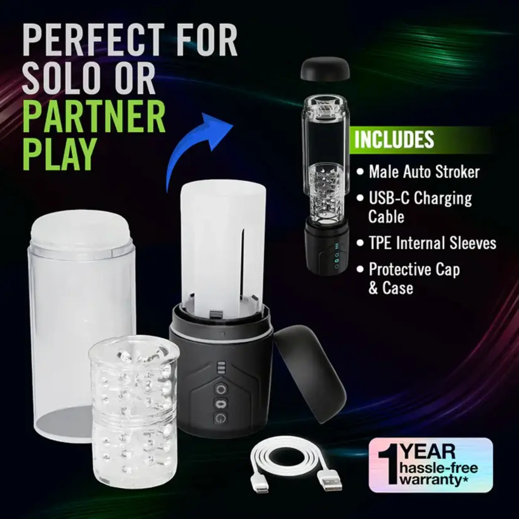 M for Men Whirlwind Pro Rechargeable Masturbator - Black