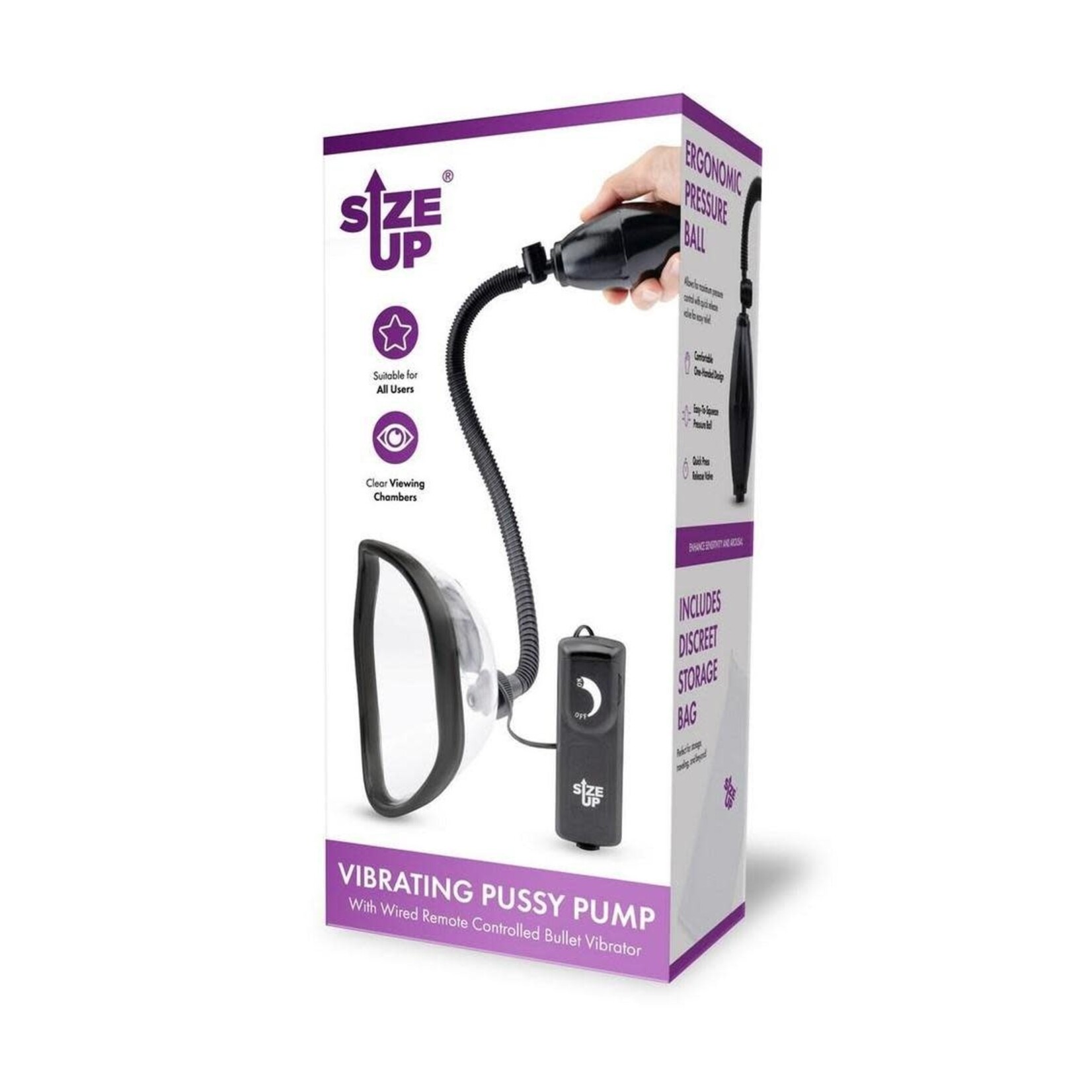 Size Up Classic Vibrating Pussy Pump - Black/Clear