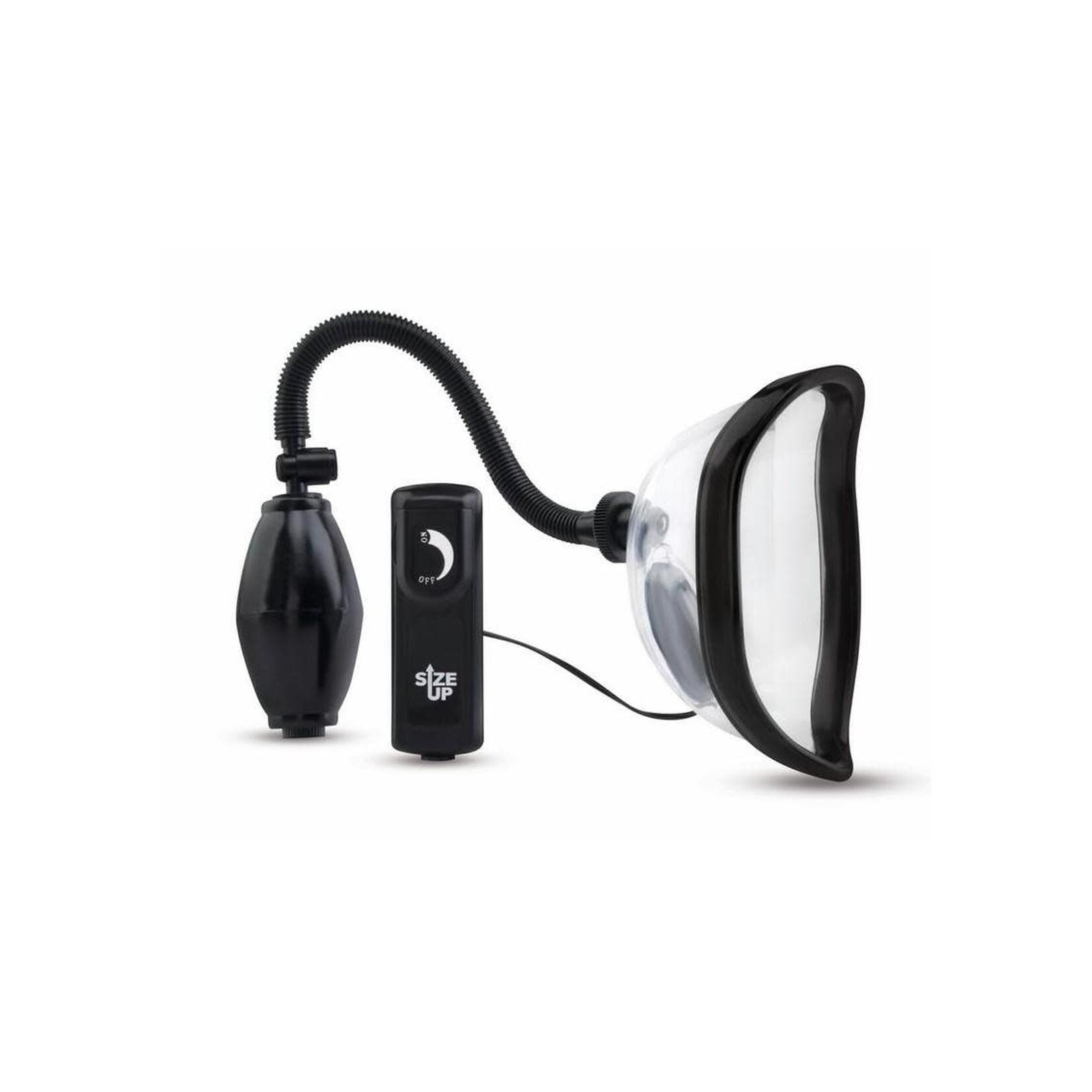 Size Up Classic Vibrating Pussy Pump - Black/Clear