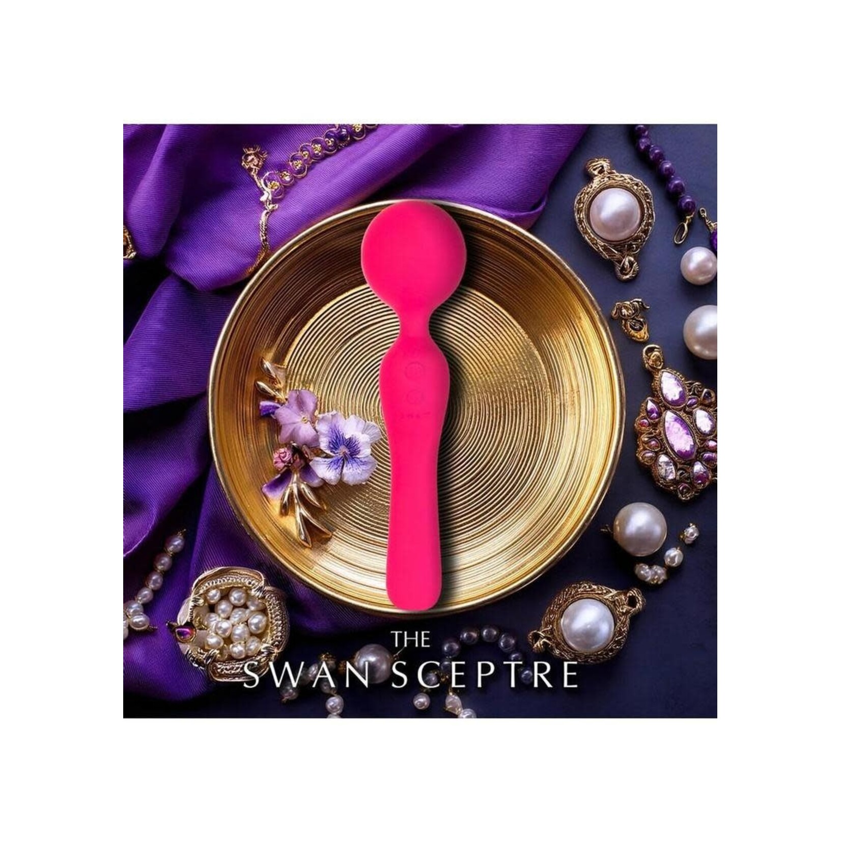 The Swan Sceptre Rechargeable Silicone Dual End Wand Massager - Berry